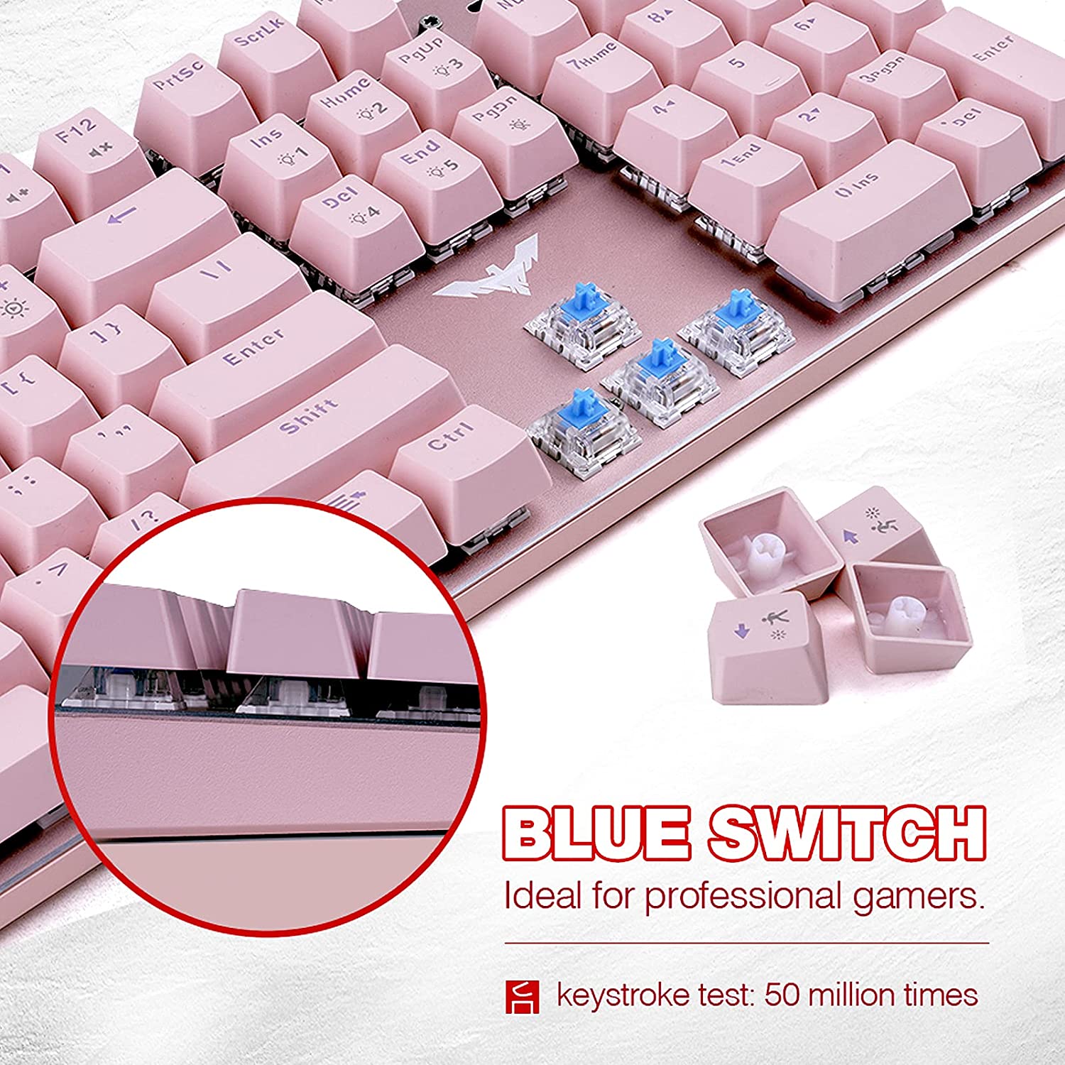 HAVIT KB389L Mechanical Keyboard and Mouse Combo 104 Keys with Detachable Wrist Rest - Image 26