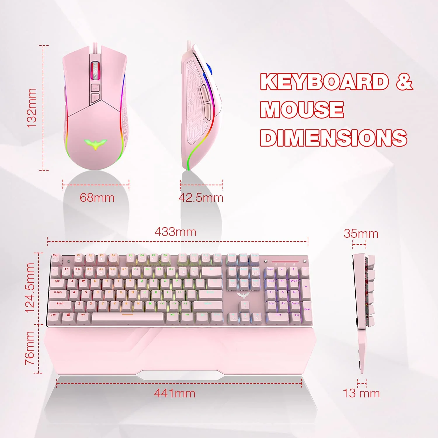 HAVIT KB389L Mechanical Keyboard and Mouse Combo 104 Keys with Detachable Wrist Rest - Image 27