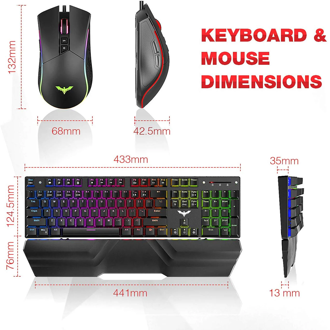 HAVIT KB389L Mechanical Keyboard and Mouse Combo 104 Keys with Detachable Wrist Rest - Image 6