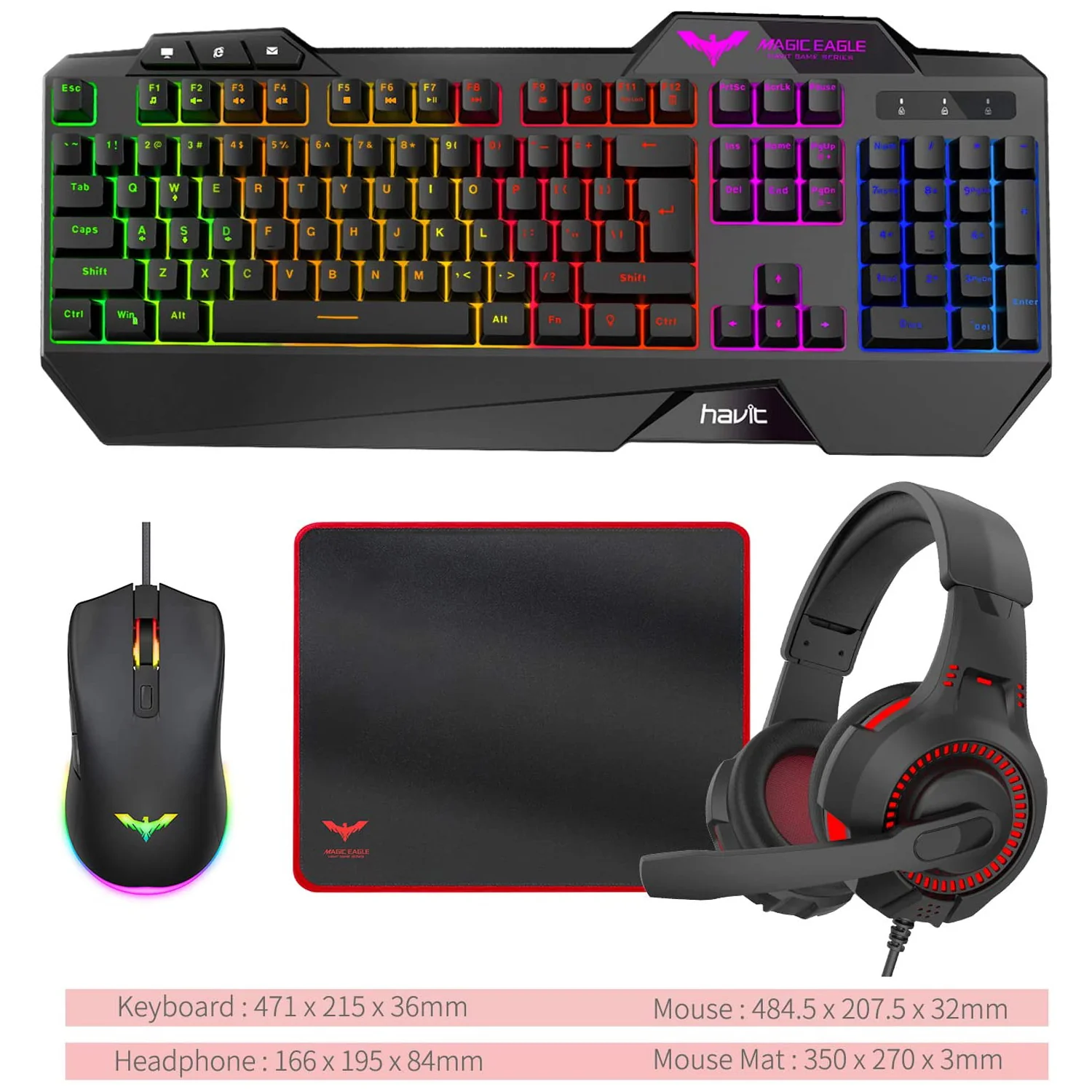 HAVIT KB392L Gaming Keyboard + Mouse + Mouse Pad + Headset Combo - Image 6