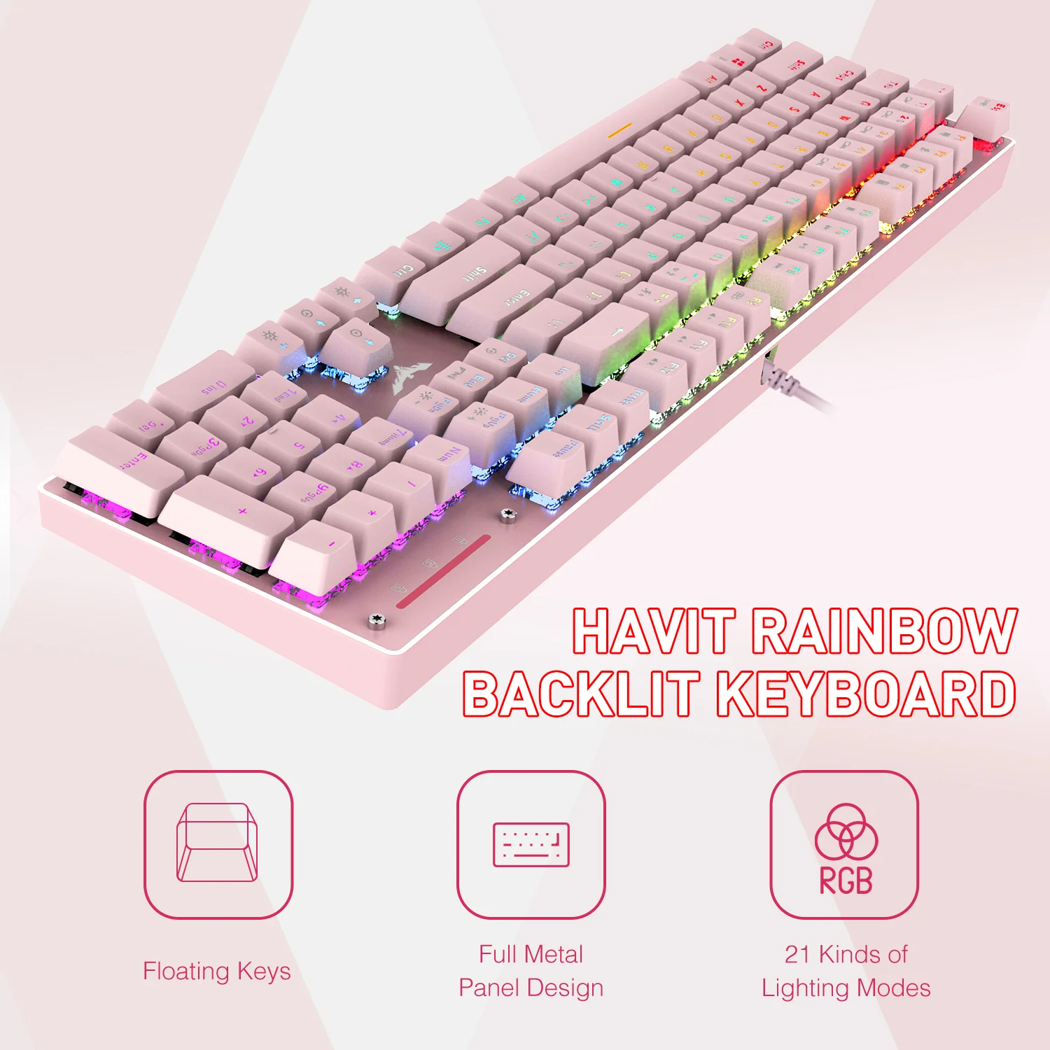 HAVIT KB393L Mechanical Gaming Keyboard and Mouse Combo 104 Keys with Rainbow Backlit - Image 17