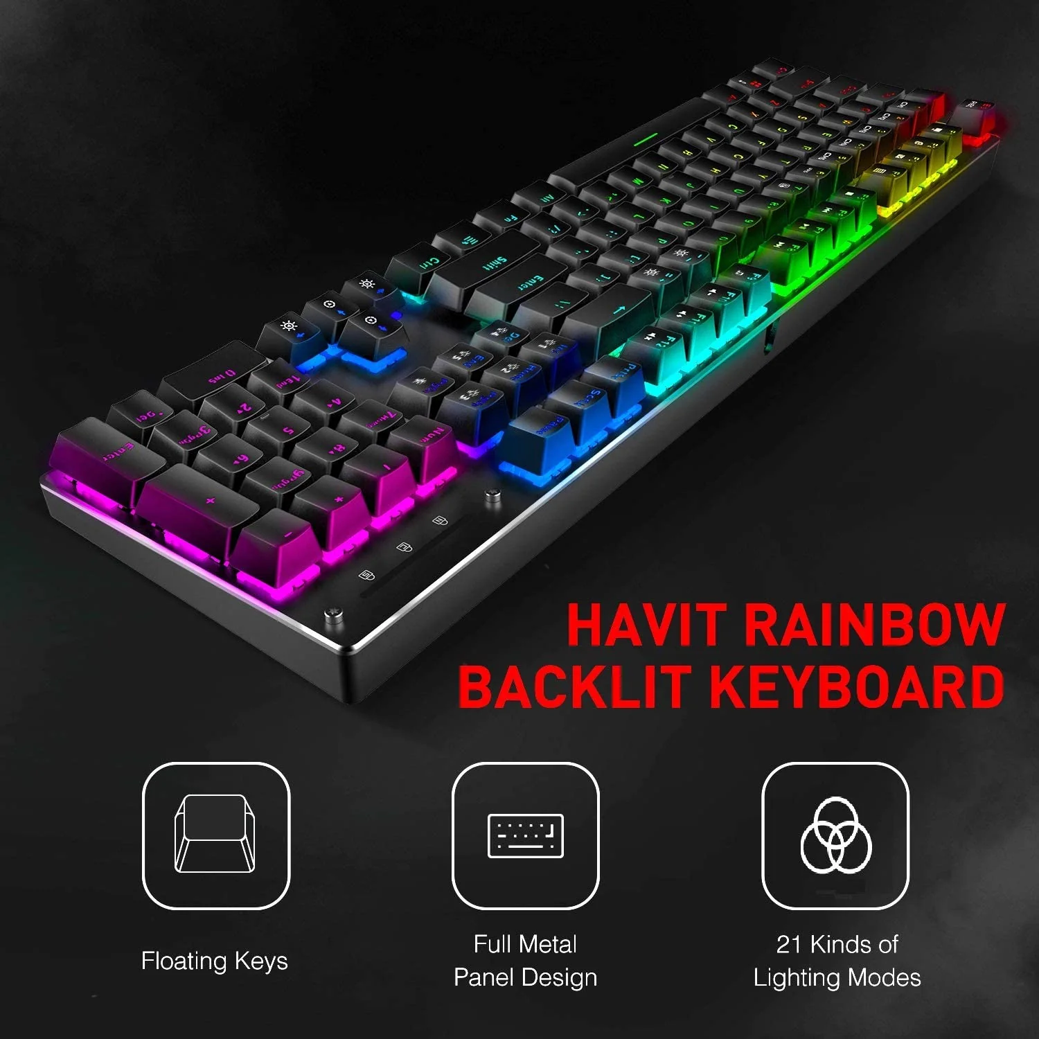 HAVIT KB393L Mechanical Gaming Keyboard and Mouse Combo 104 Keys with Rainbow Backlit - Image 2