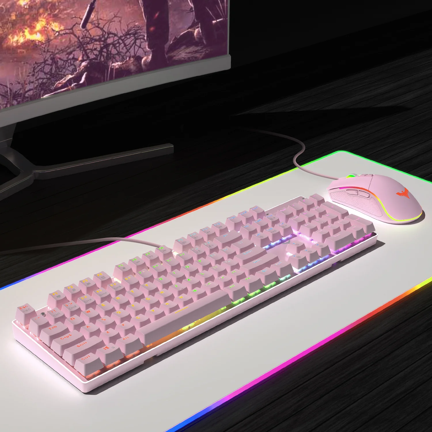 HAVIT KB393L Mechanical Gaming Keyboard and Mouse Combo 104 Keys with Rainbow Backlit - Image 21