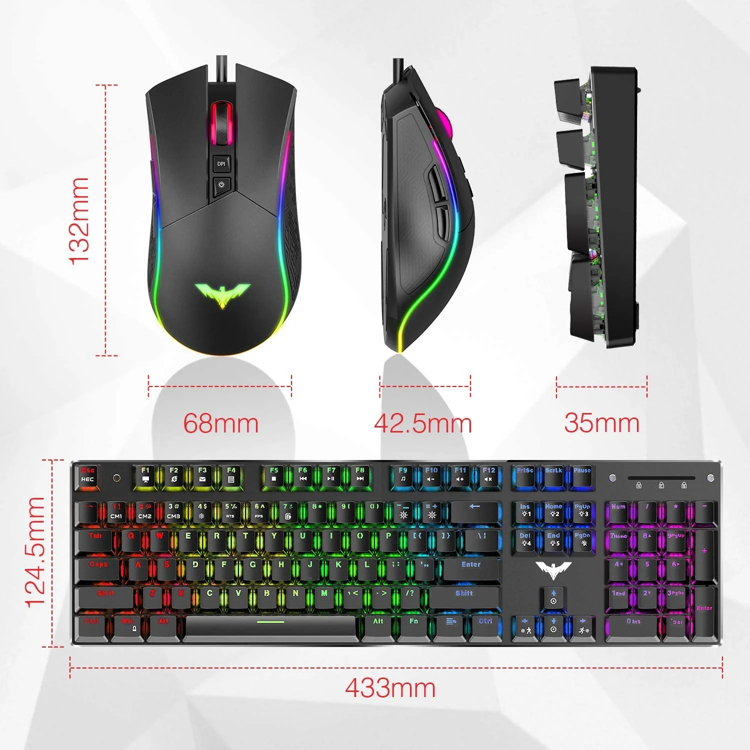 HAVIT KB393L Mechanical Gaming Keyboard and Mouse Combo 104 Keys with Rainbow Backlit - Image 8