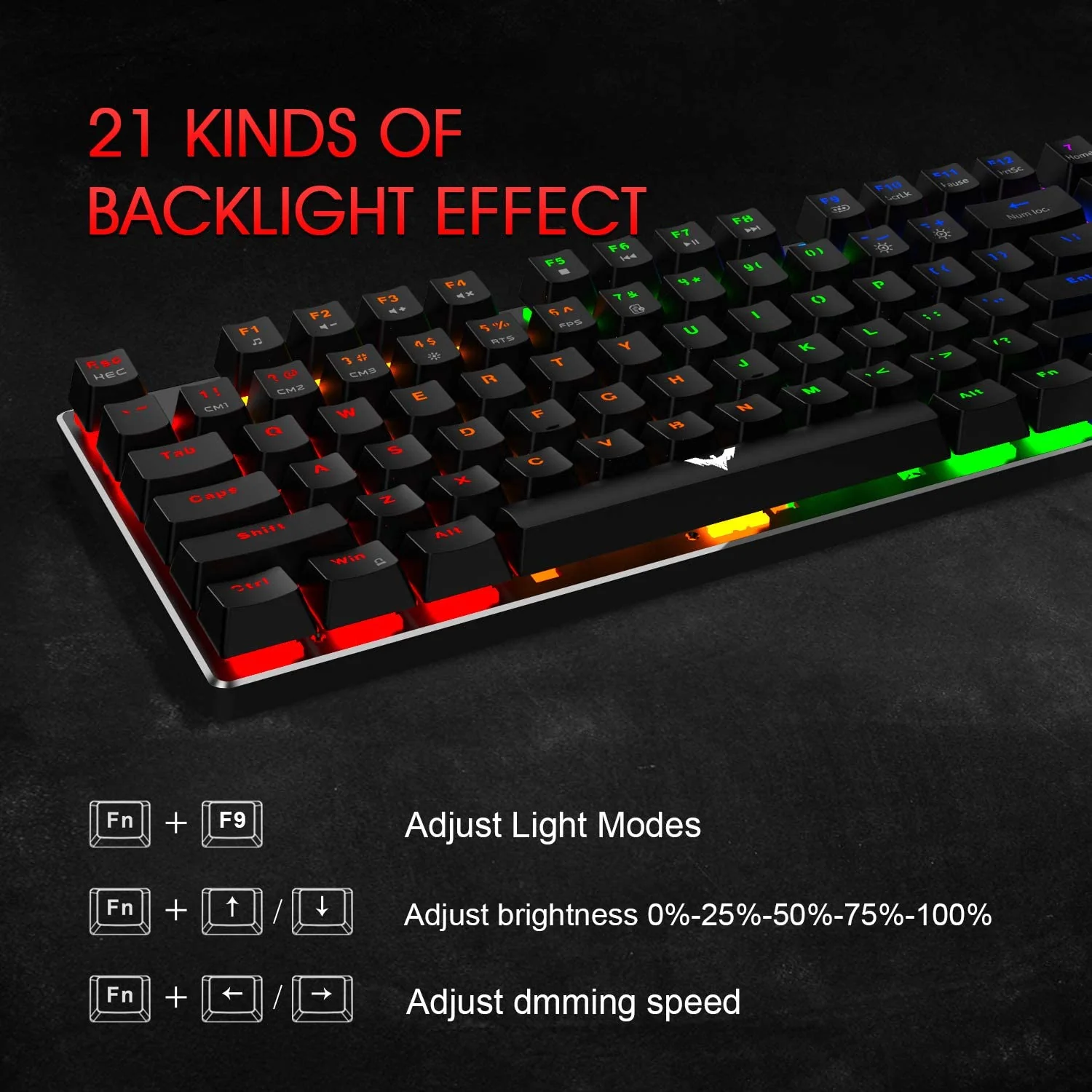 HAVIT KB486L Mechanical Keyboard Mouse & Mouse Pad Combo with 89 Keys Backlit Red Switch - Image 5