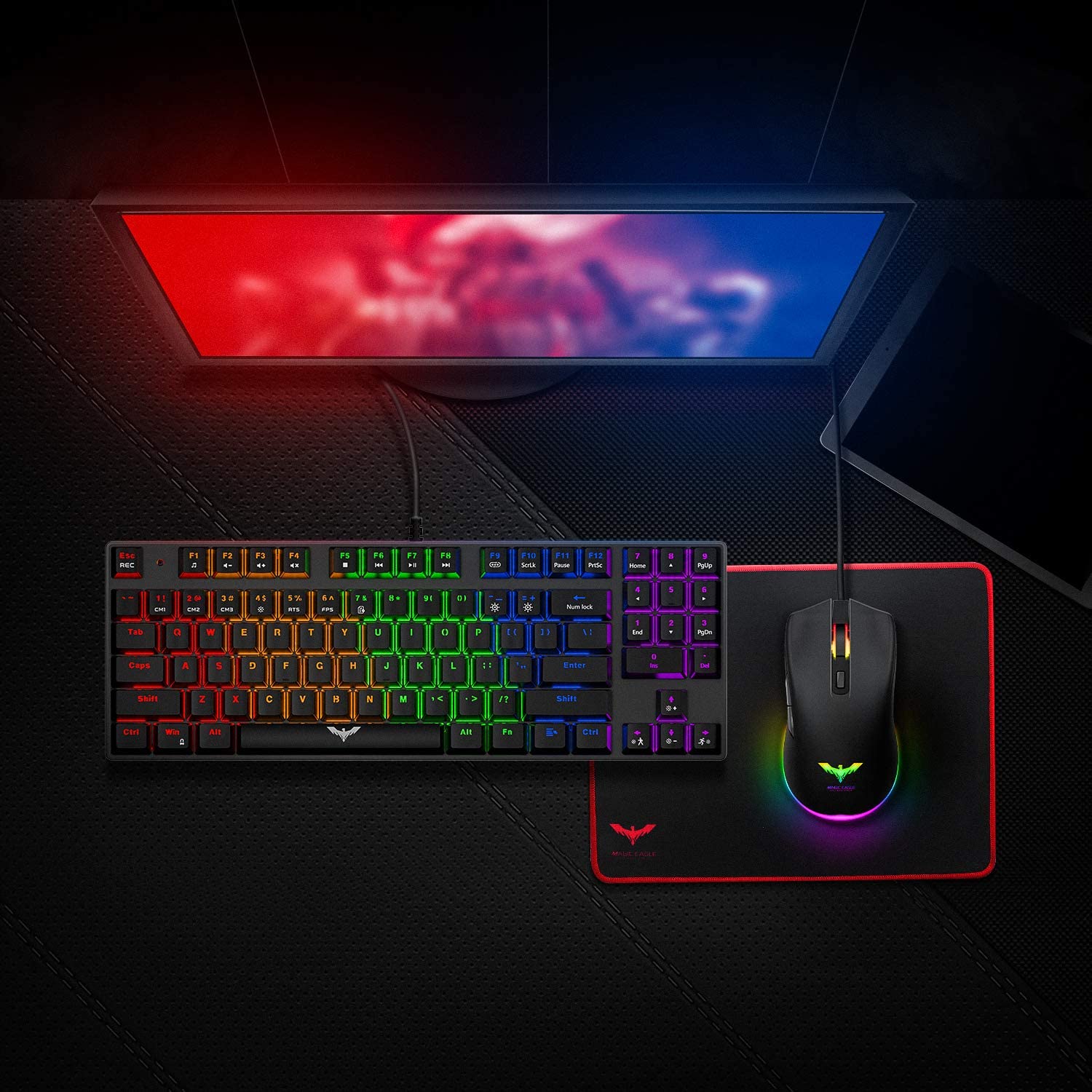 HAVIT KB486L Mechanical Keyboard Mouse & Mouse Pad Combo with 89 Keys Backlit Red Switch - Image 7