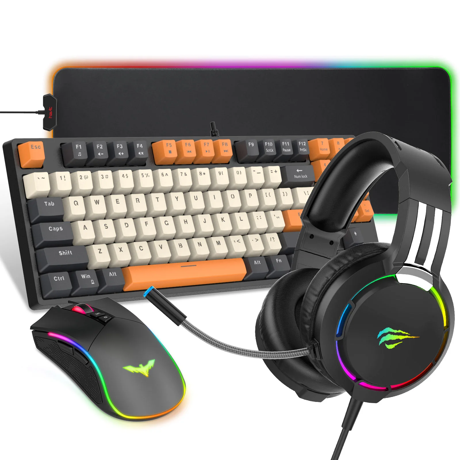 HAVIT KB487L Mechanical Keyboard Gaming Kit with Mouse + Mouse Pad +Headset + Headset Stand Combo - Image 8
