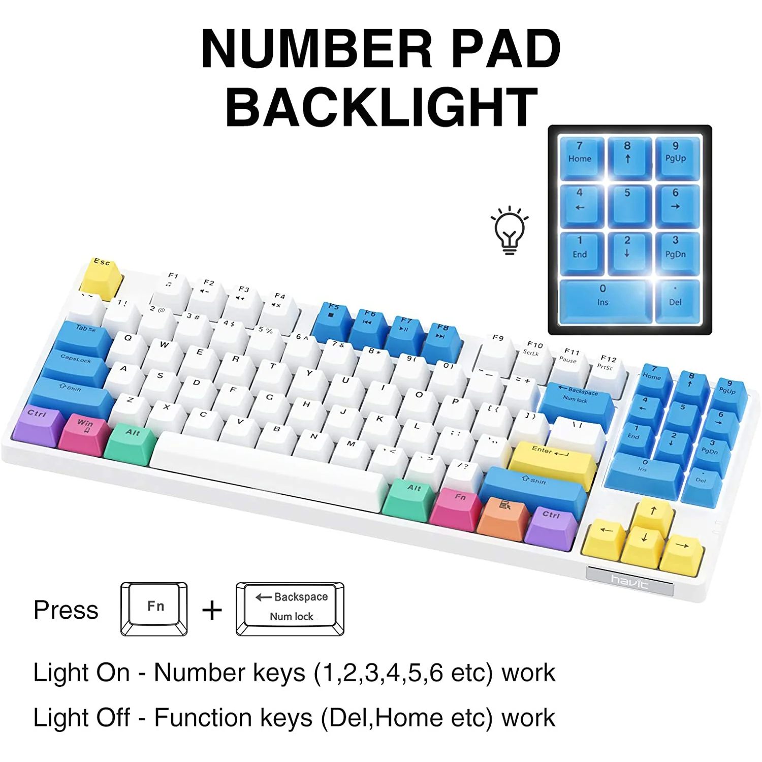 HAVIT KB487L TKL Gaming Mechanical Keyboard 89 Keys PBT Keycaps - Image 16