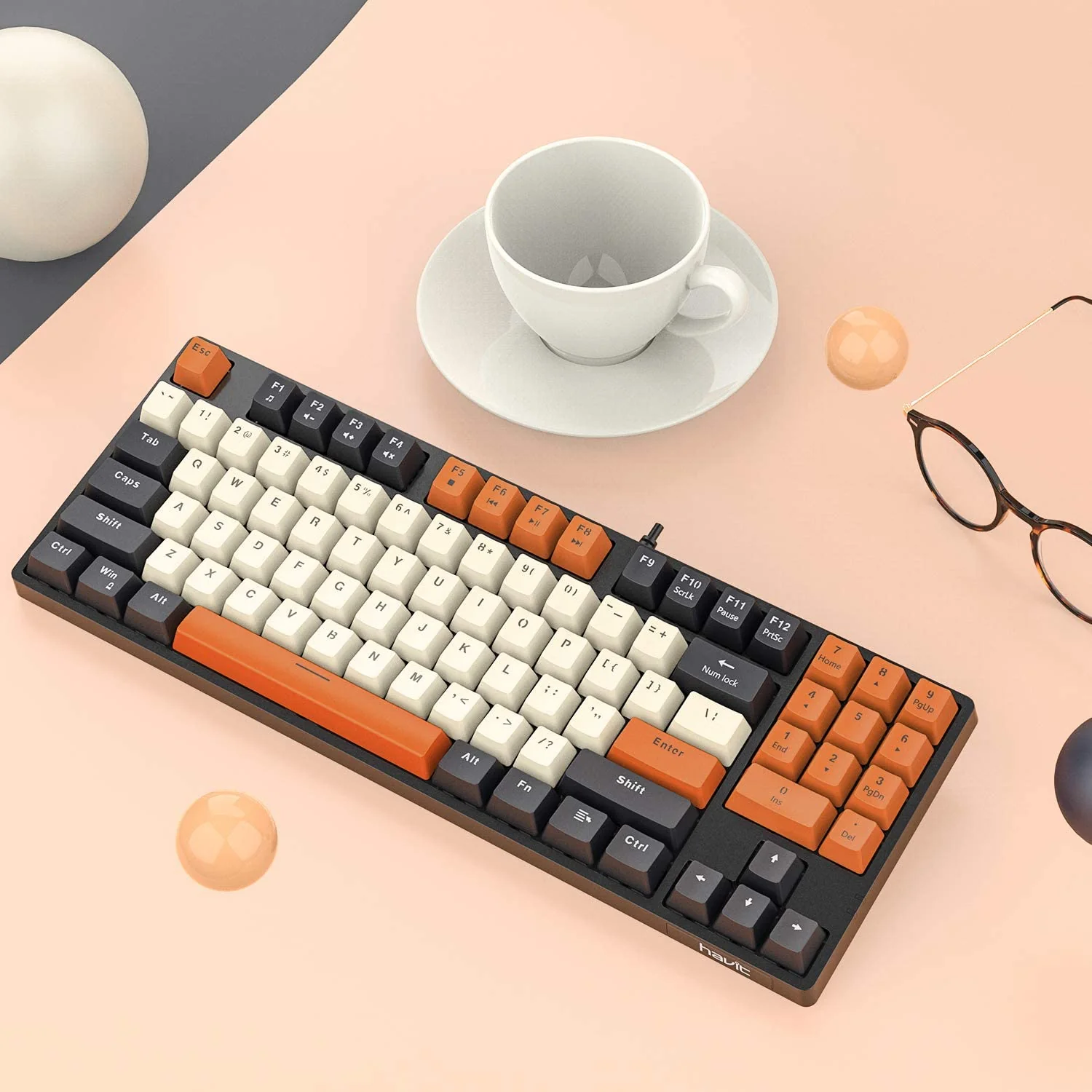 HAVIT KB487L TKL Gaming Mechanical Keyboard 89 Keys PBT Keycaps - Image 6