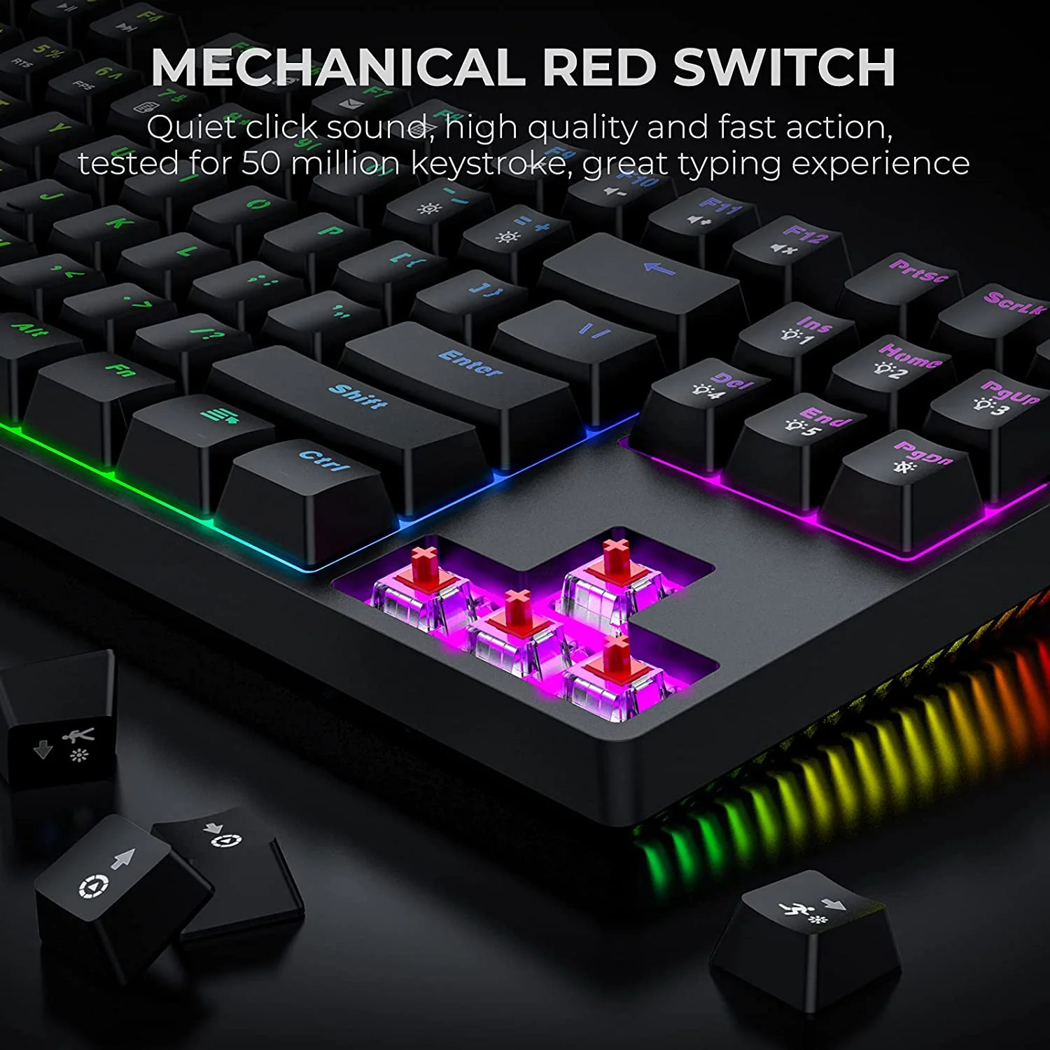 HAVIT KB489L TKL Mechanical Keyboard with 87 Keys LED Rainbow Backlit - Image 3