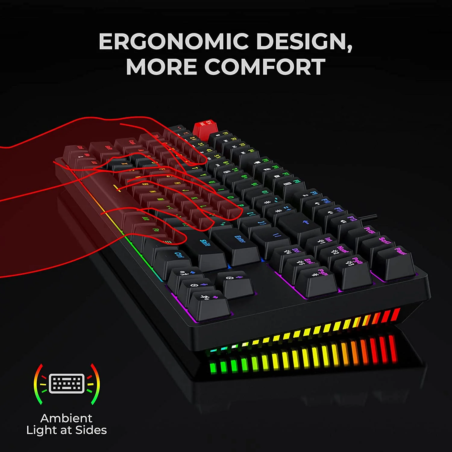 HAVIT KB489L TKL Mechanical Keyboard with 87 Keys LED Rainbow Backlit - Image 5