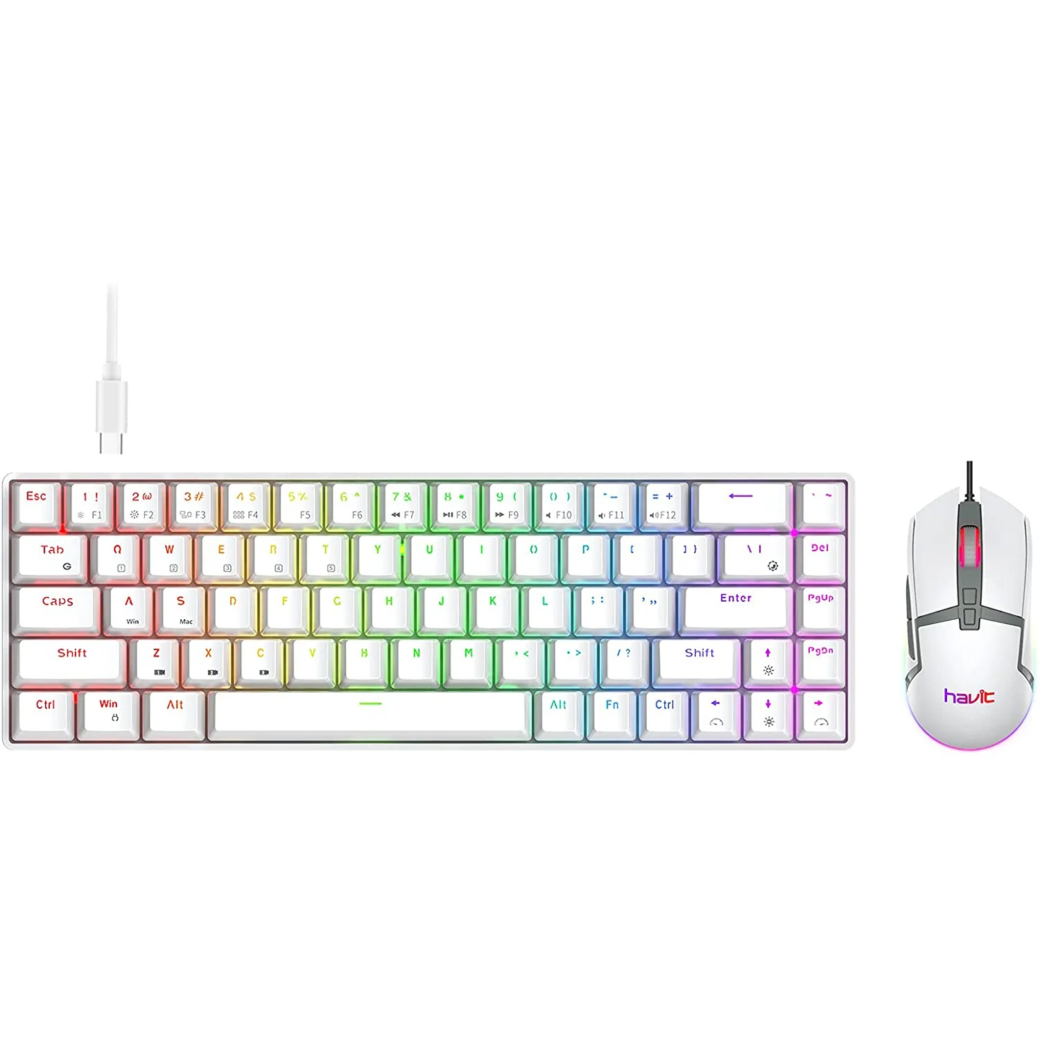 HAVIT KB498L Wireless Mechanical Keyboard & Programmable RGB Mouse Combo - 60% Keyboard with Bluetooth / Wired Modes - Image 10