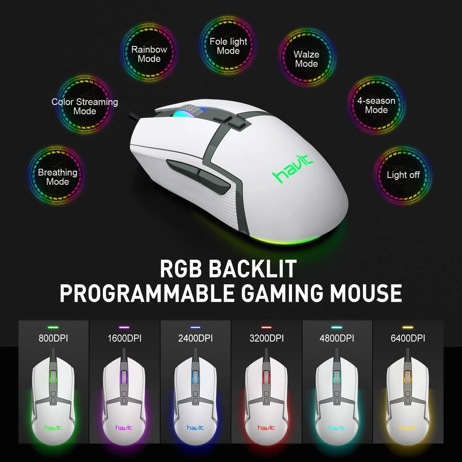 HAVIT KB498L Wireless Mechanical Keyboard & Programmable RGB Mouse Combo - 60% Keyboard with Bluetooth / Wired Modes - Image 15