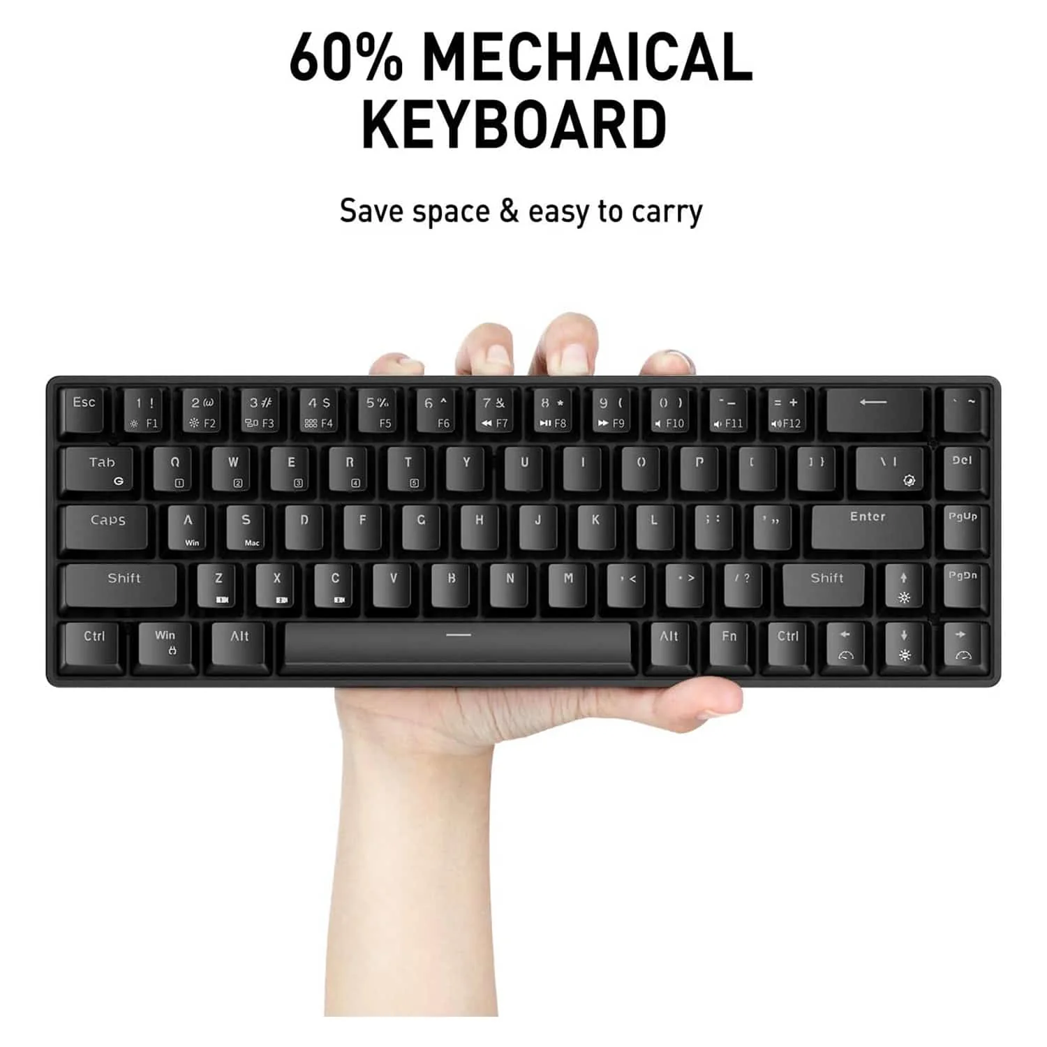 HAVIT KB498L Wireless Mechanical Keyboard & Programmable RGB Mouse Combo - 60% Keyboard with Bluetooth / Wired Modes - Image 3