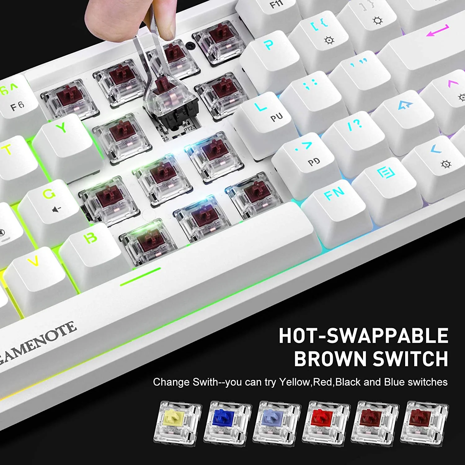 HAVIT KB500L 60% Mechanical Keyboard with Hot Swappable Brown Switch, RGB Compact, Waterproof & Programmable - Image 13