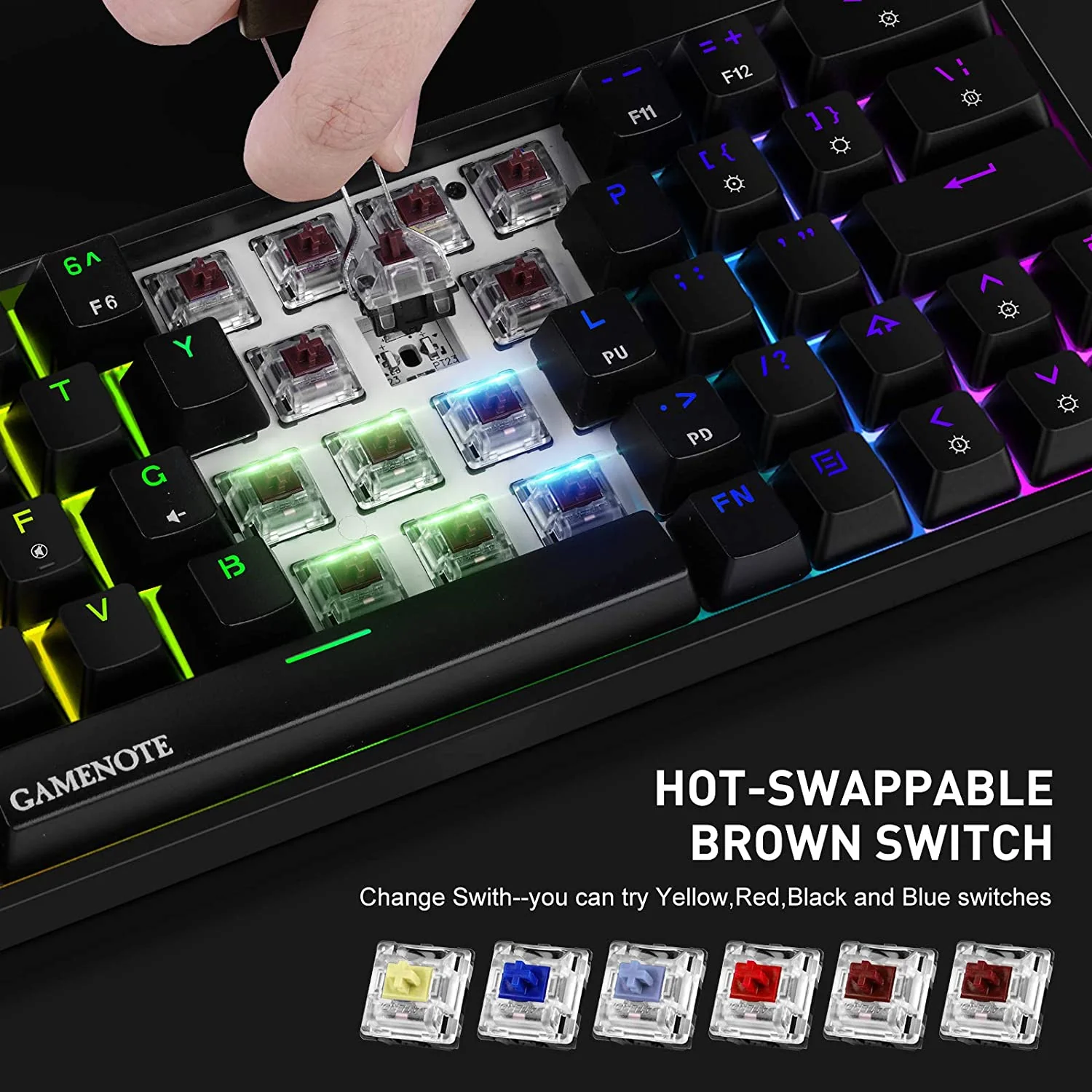 HAVIT KB500L 60% Mechanical Keyboard with Hot Swappable Brown Switch, RGB Compact, Waterproof & Programmable - Image 4