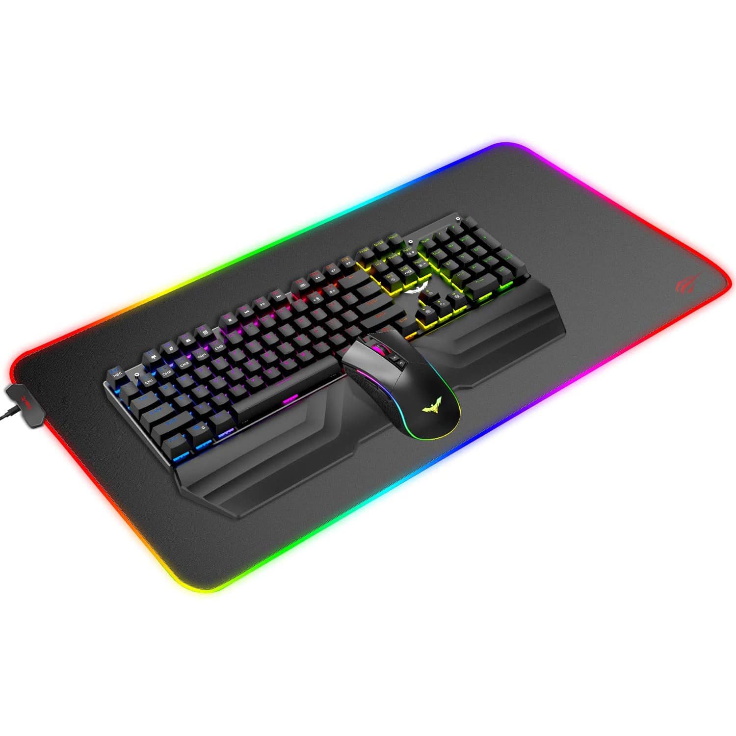 HAVIT KB511L RGB Mechanical Keyboard Mouse & Mouse Pad Combo 104 Keys with Detachable Wrist Rest - Image 10