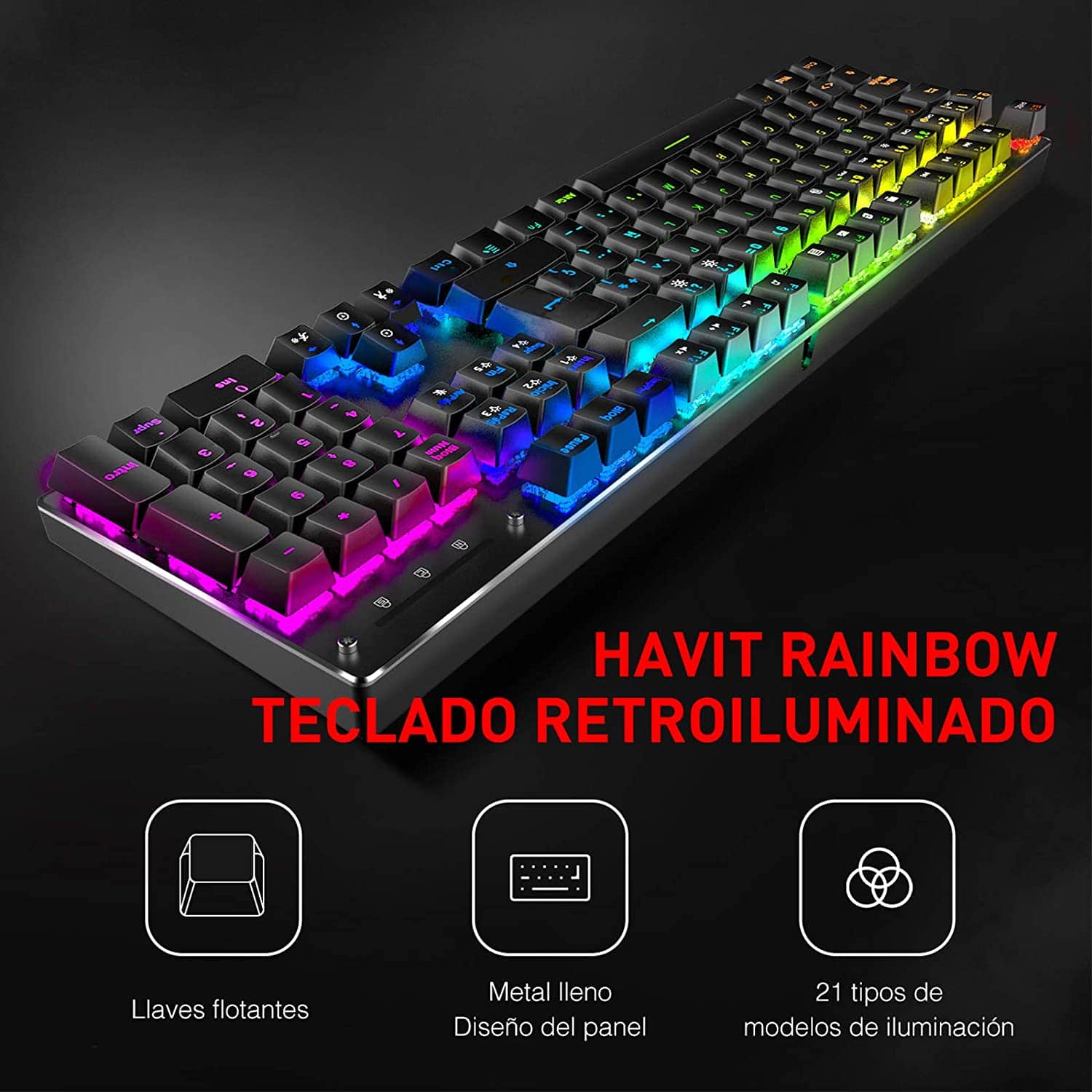 HAVIT KB511L RGB Mechanical Keyboard Mouse & Mouse Pad Combo 104 Keys with Detachable Wrist Rest - Image 7