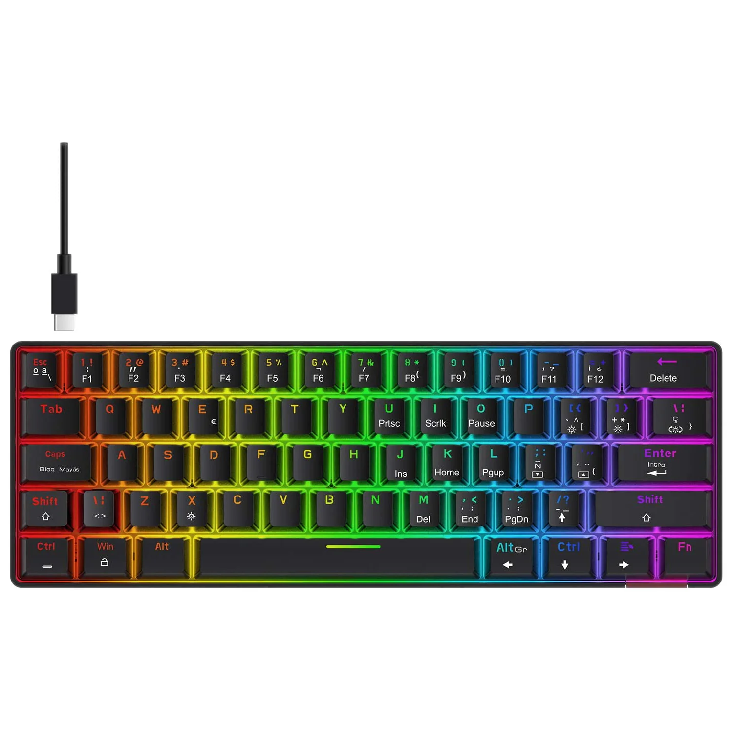 HAVIT KB611CM 60% Mechanical Keyboard & Programmable RGB Mouse Combo - 61 Keys Wired Type-C Backlit - Image 10