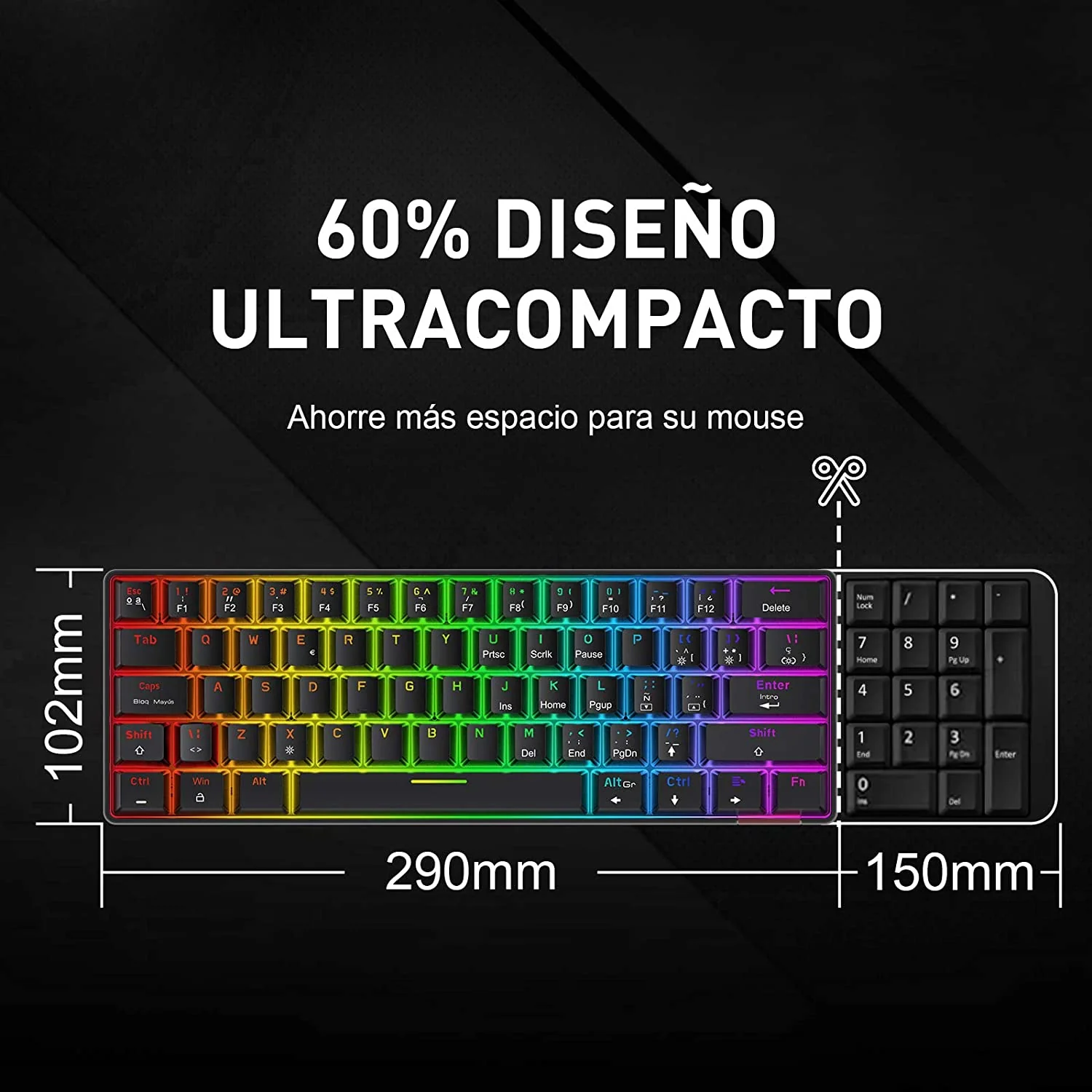 HAVIT KB611CM 60% Mechanical Keyboard & Programmable RGB Mouse Combo - 61 Keys Wired Type-C Backlit - Image 11