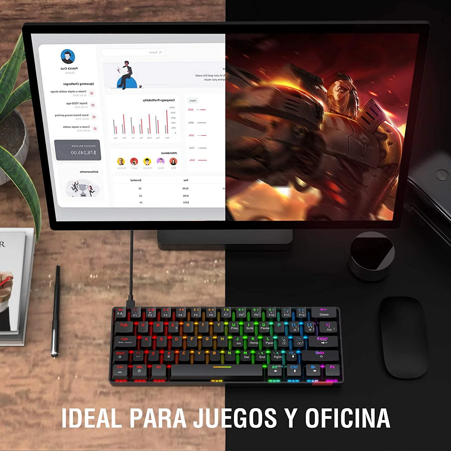 HAVIT KB611CM 60% Mechanical Keyboard & Programmable RGB Mouse Combo - 61 Keys Wired Type-C Backlit - Image 15