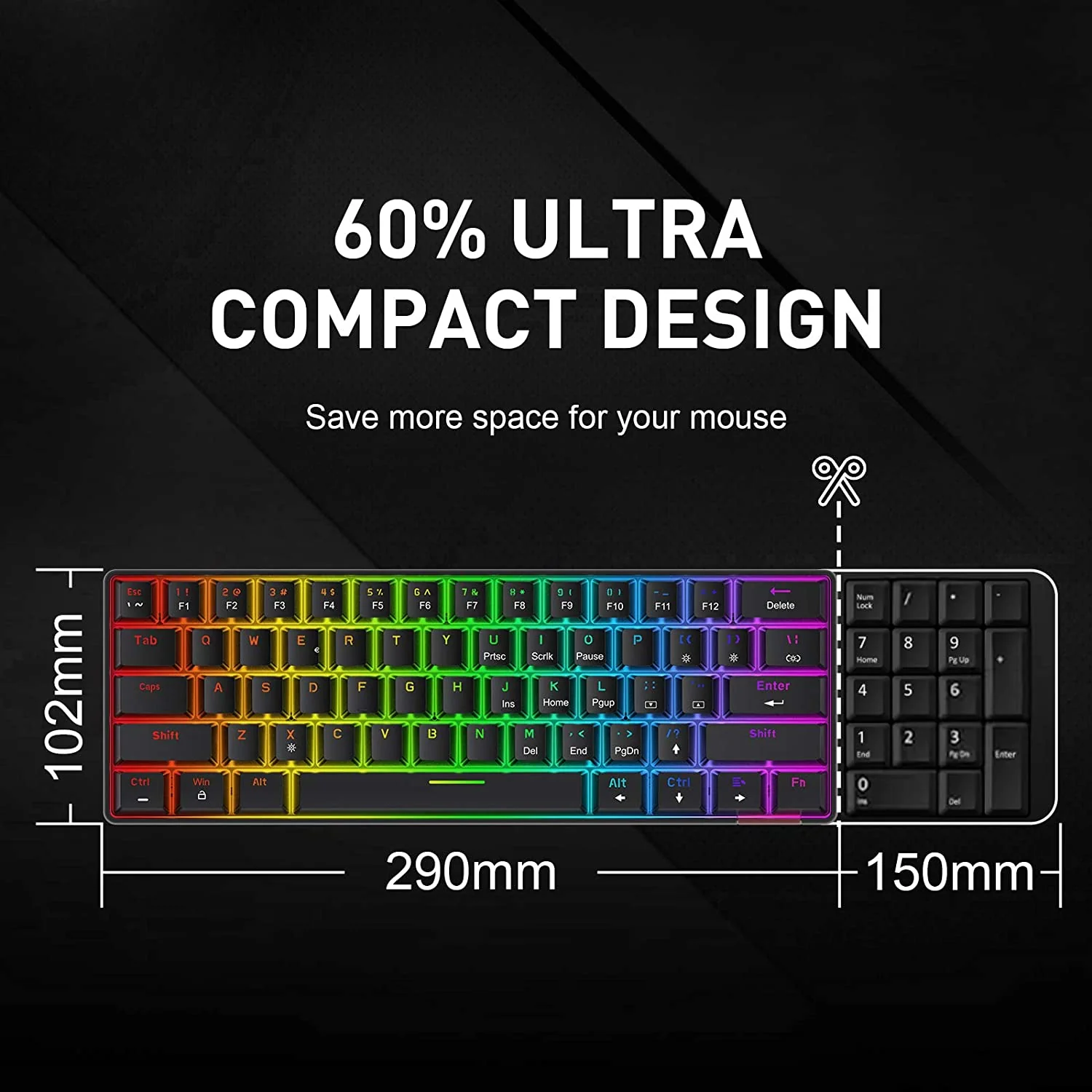 HAVIT KB611CM 60% Mechanical Keyboard & Programmable RGB Mouse Combo - 61 Keys Wired Type-C Backlit - Image 2