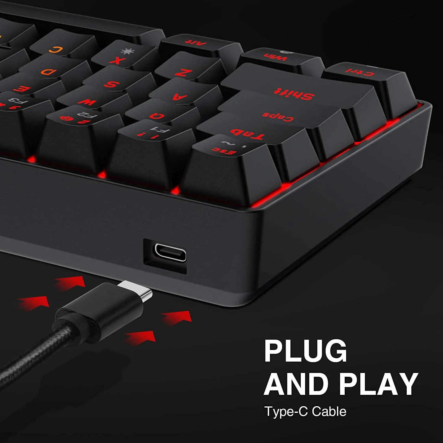 HAVIT KB611CM 60% Mechanical Keyboard & Programmable RGB Mouse Combo - 61 Keys Wired Type-C Backlit - Image 9