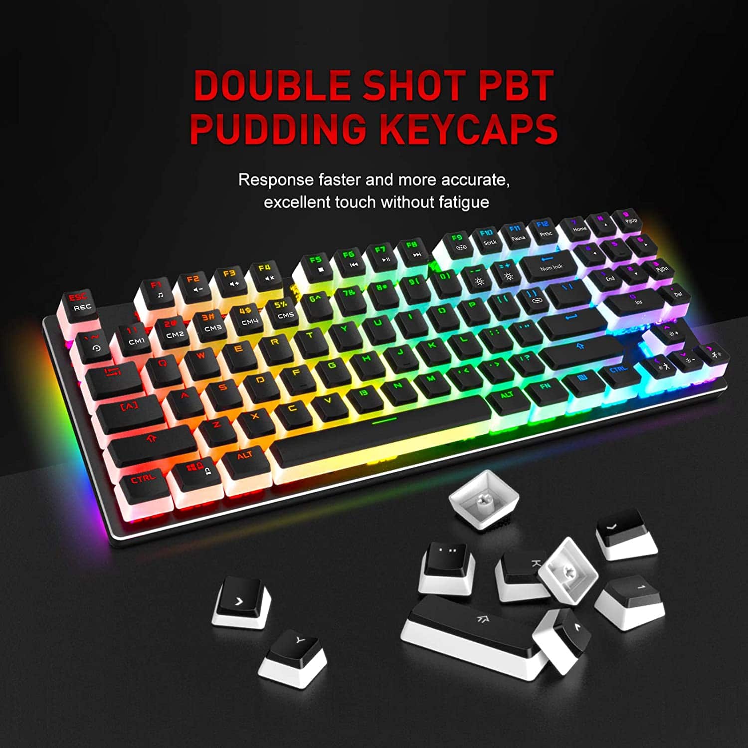 HAVIT KB851L Gaming Mechanical Keyboard with 89 Keys PBT Pudding Keycaps & RGB Backlights - Image 3