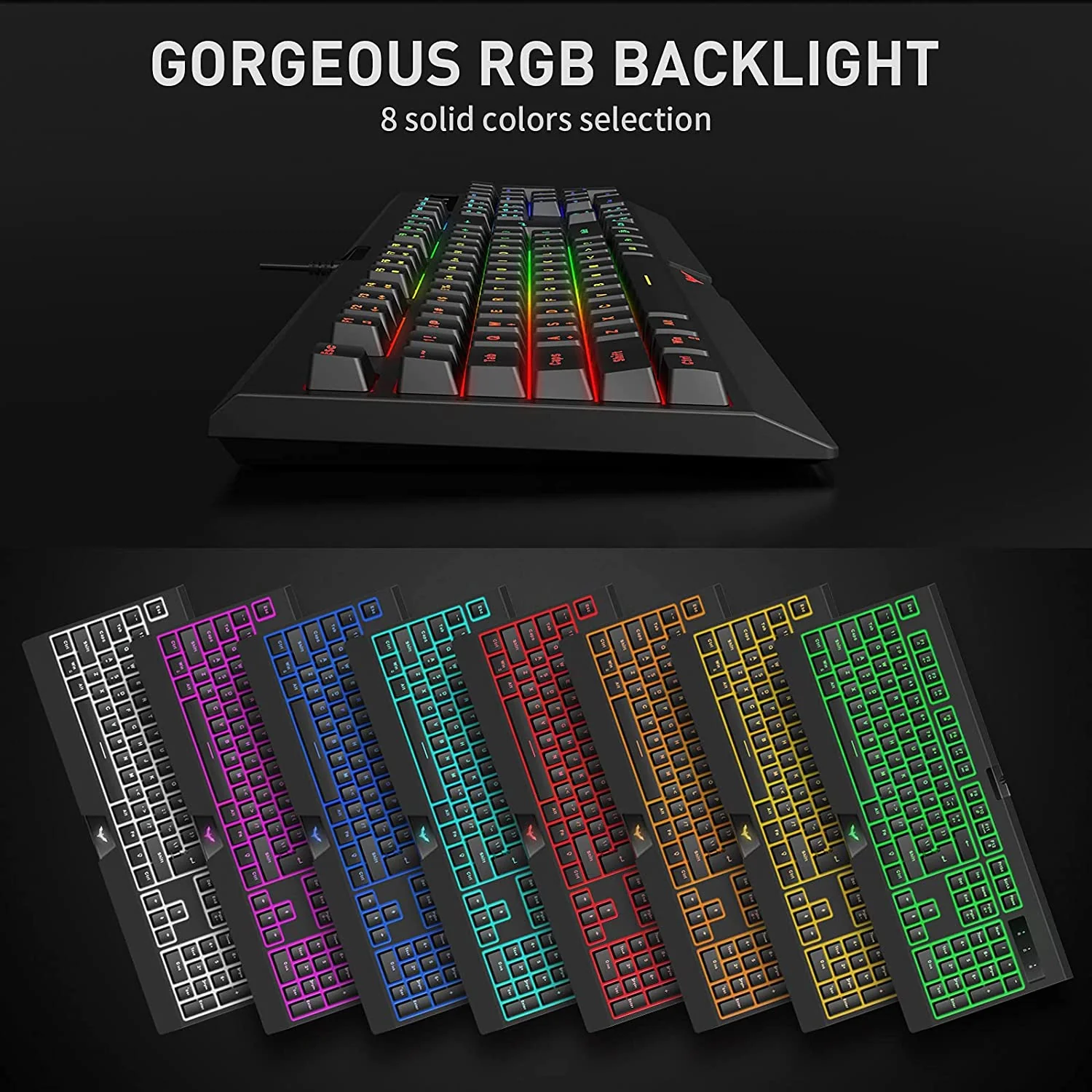 HAVIT KB854L RGB Gaming Keyboard & 6400 DPI Programmable Mouse Combo, 104-Key 7 Color Backlit - Image 2