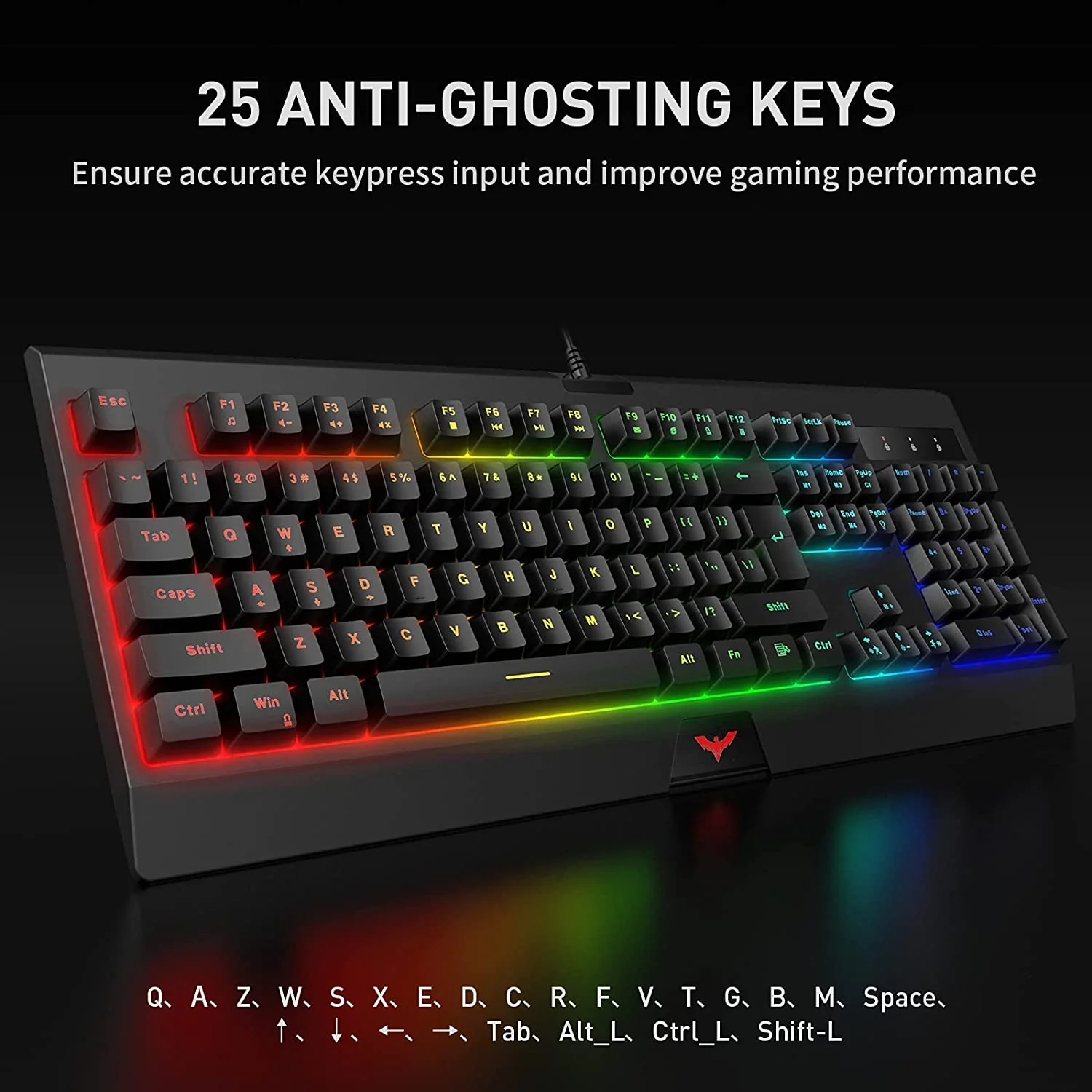 HAVIT KB854L RGB Gaming Keyboard & 6400 DPI Programmable Mouse Combo, 104-Key 7 Color Backlit - Image 3