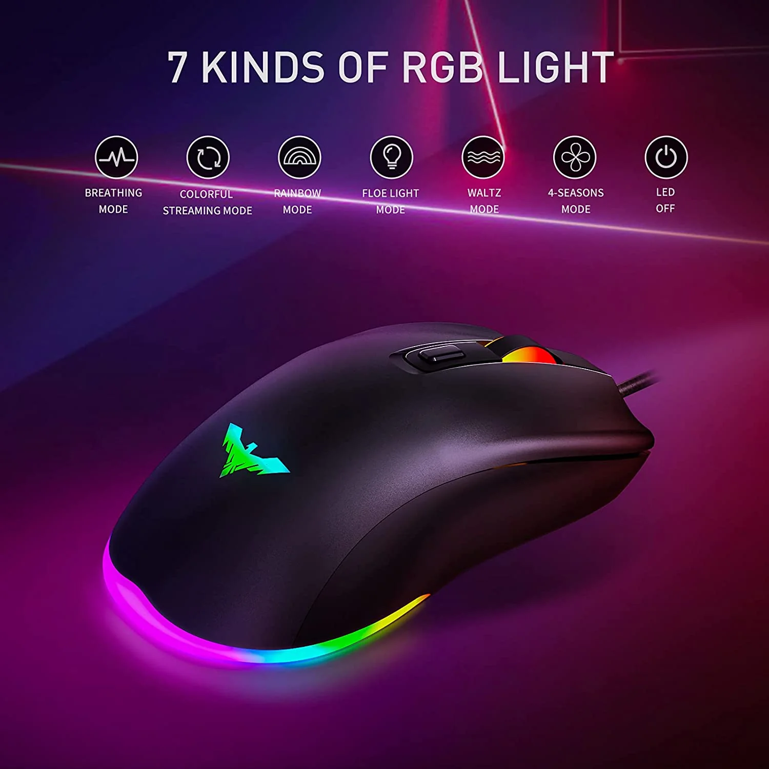 HAVIT KB854L RGB Gaming Keyboard & 6400 DPI Programmable Mouse Combo, 104-Key 7 Color Backlit - Image 5