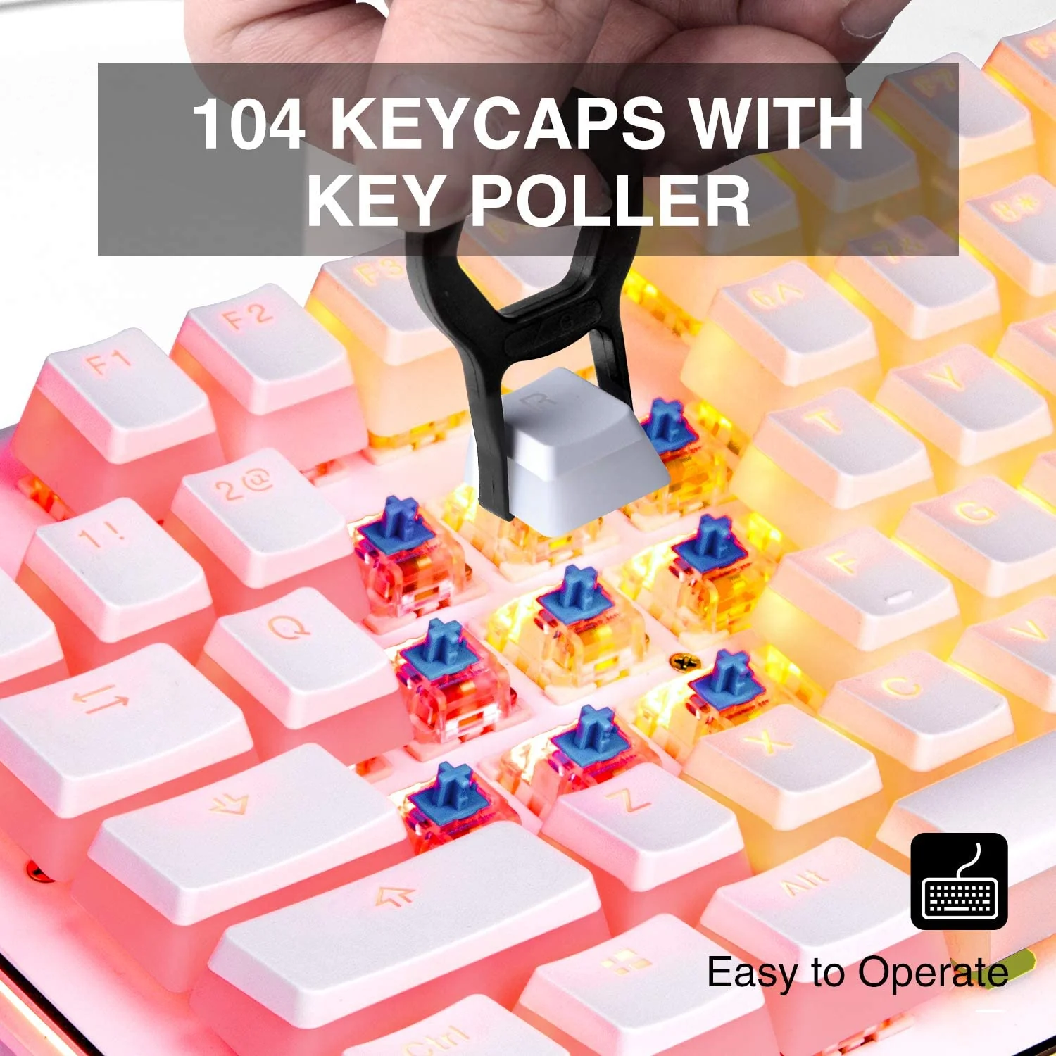 HAVIT KC22 PBT Keycaps with Puller - Pudding, Double Shot, for Cherry MX / Outemu Mechanical Keyboards - Image 11