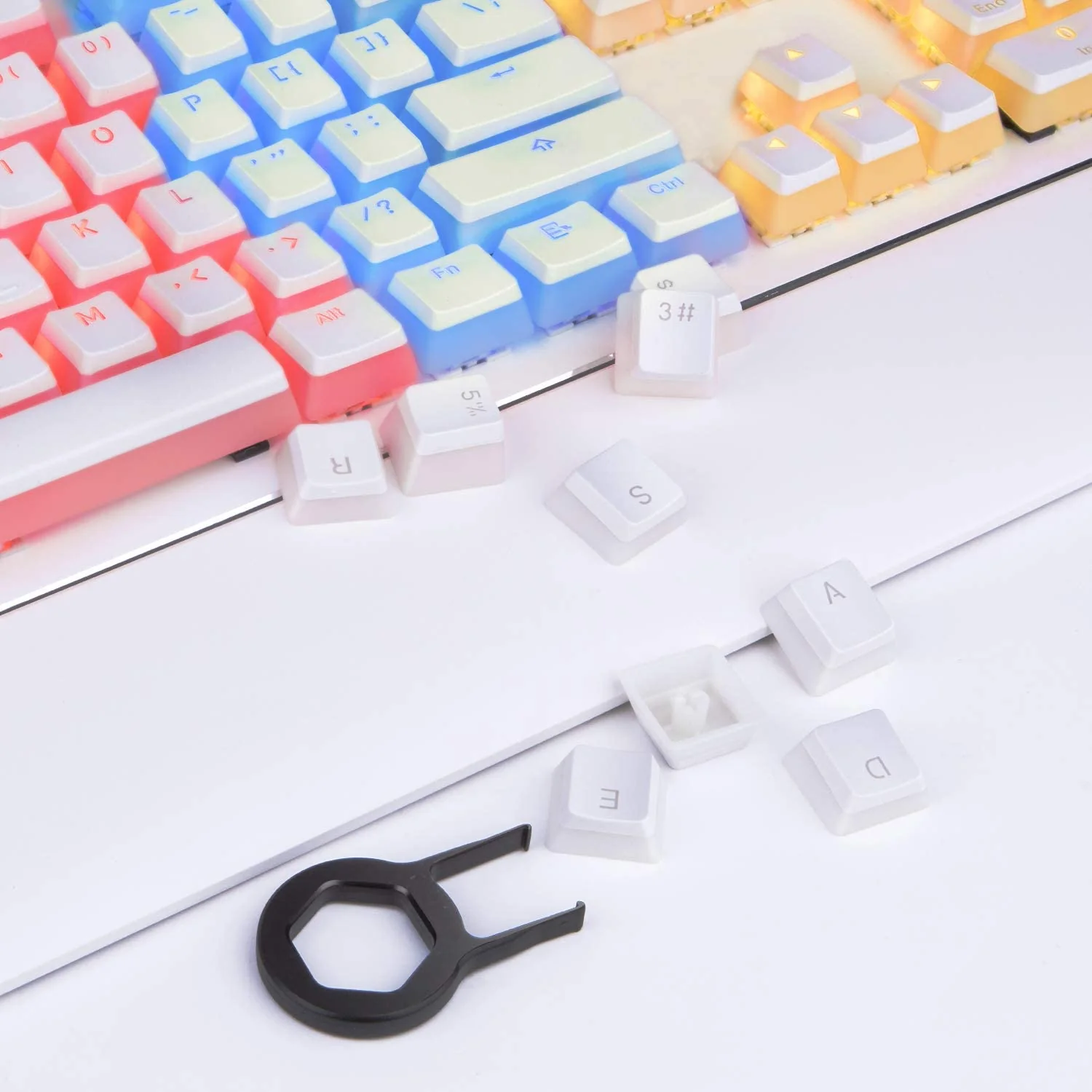 HAVIT KC22 PBT Keycaps with Puller - Pudding, Double Shot, for Cherry MX / Outemu Mechanical Keyboards - Image 14