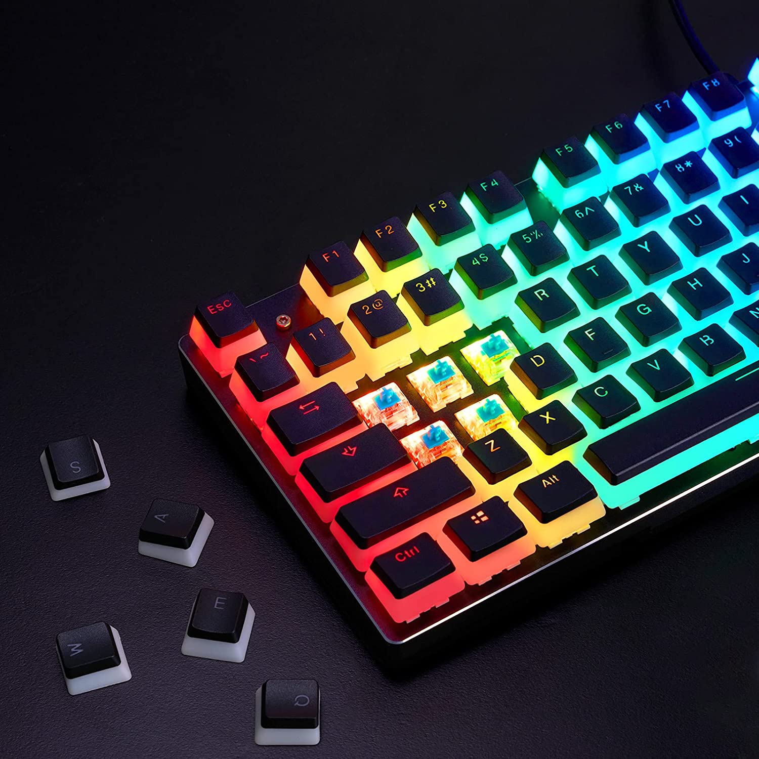 HAVIT KC22 PBT Keycaps with Puller - Pudding, Double Shot, for Cherry MX / Outemu Mechanical Keyboards - Image 2