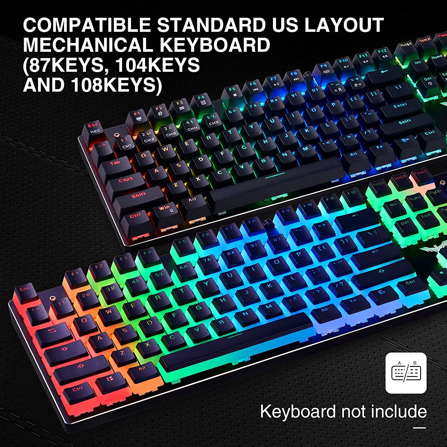 HAVIT KC22 PBT Keycaps with Puller - Pudding, Double Shot, for Cherry MX / Outemu Mechanical Keyboards - Image 3