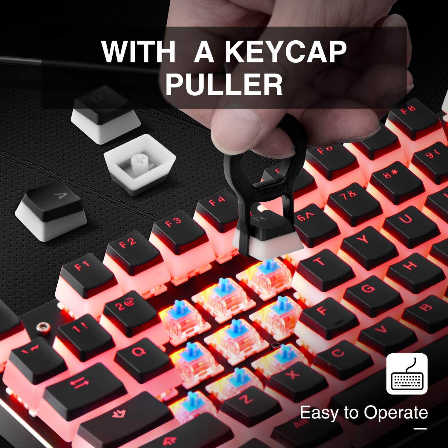 HAVIT KC22 PBT Keycaps with Puller - Pudding, Double Shot, for Cherry MX / Outemu Mechanical Keyboards - Image 5