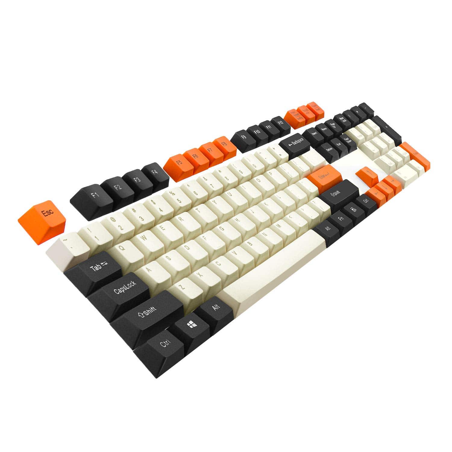 HAVIT KC23 PBT Keycaps 104 Keys with Puller for Cherry MX Mechanical Keyboard (Black & White & Orange) - Image 10