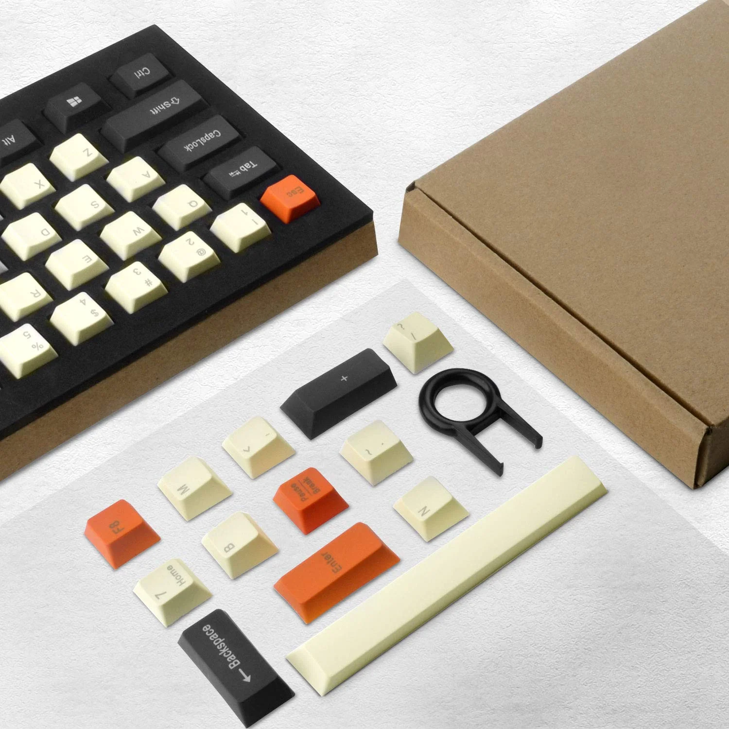 HAVIT KC23 PBT Keycaps 104 Keys with Puller for Cherry MX Mechanical Keyboard (Black & White & Orange) - Image 5