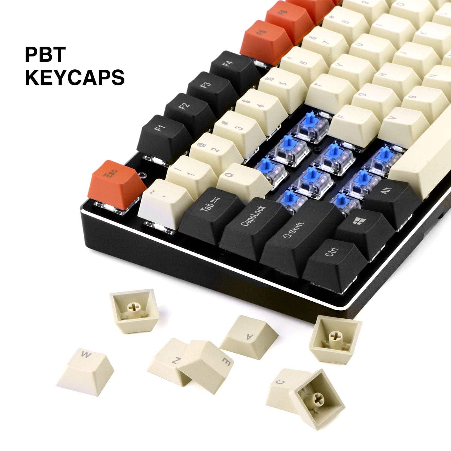 HAVIT KC23 PBT Keycaps 104 Keys with Puller for Cherry MX Mechanical Keyboard (Black & White & Orange) - Image 7