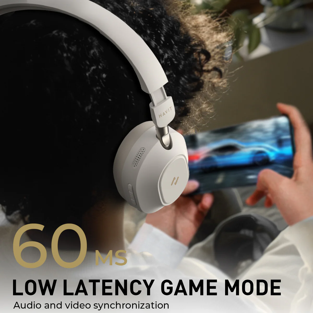 LIFE NC01H Hi-Res Foldable Active Noise Cancelling Wireless Headphones-Beige - Image 4