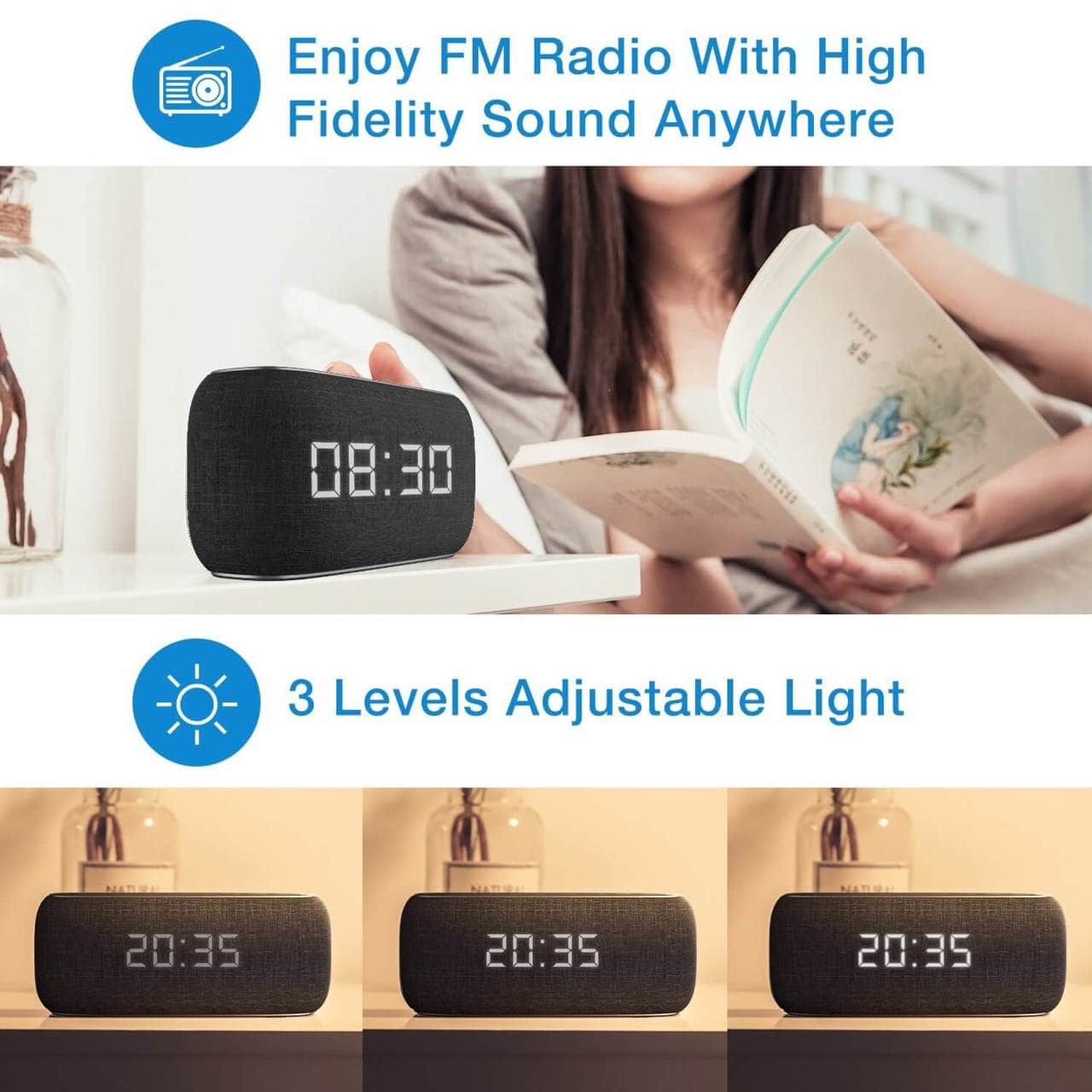 HAVIT M29 Bluetooth Speaker with Radio and Clock - Image 5