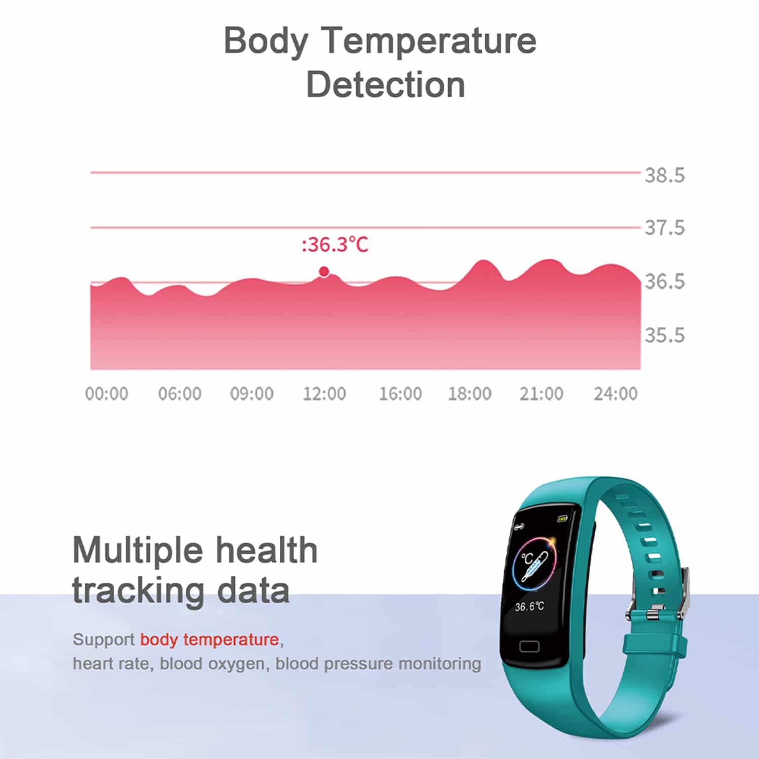 HAVIT M9007T Smart Watch Ultra-thin Fitness Tracker, IP67 Waterproof, Body Temperature Detection - Image 4