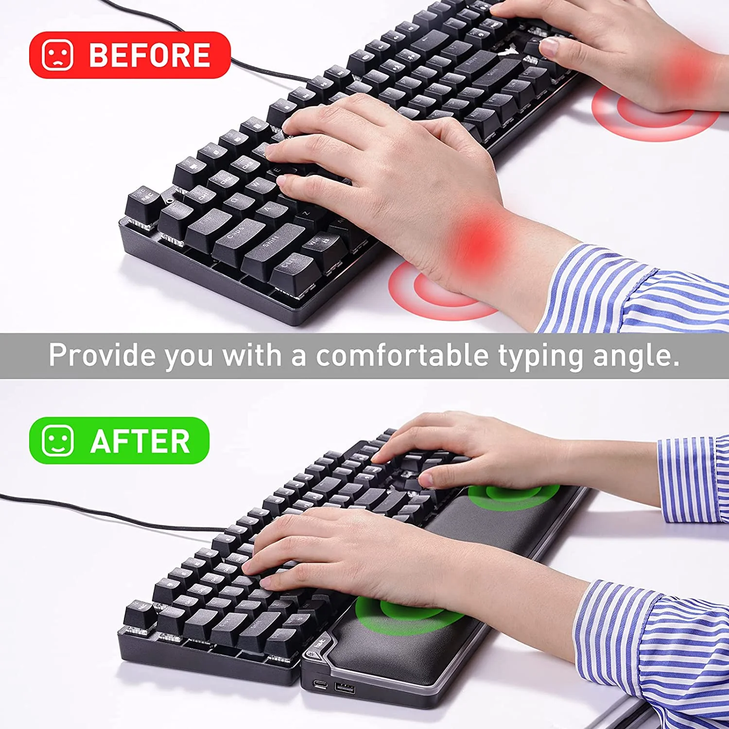 HAVIT MP906 RGB Keyboard Wrist Rest, Memory Foam Material, for Computer Laptop Office, PC Gaming - Image 4