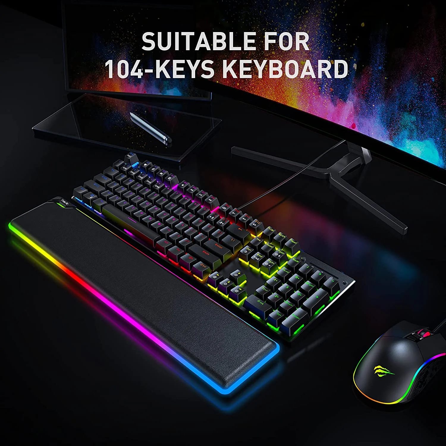 HAVIT MP906 RGB Keyboard Wrist Rest, Memory Foam Material, for Computer Laptop Office, PC Gaming - Image 6
