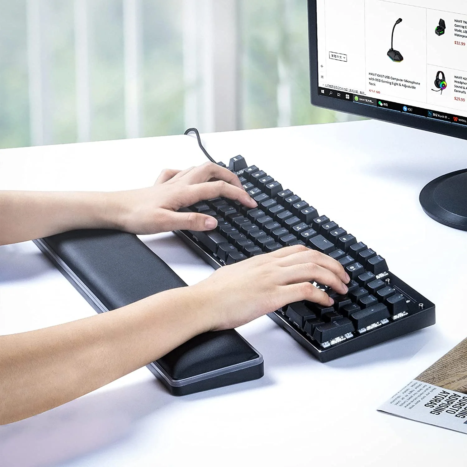 HAVIT MP906 RGB Keyboard Wrist Rest, Memory Foam Material, for Computer Laptop Office, PC Gaming - Image 7