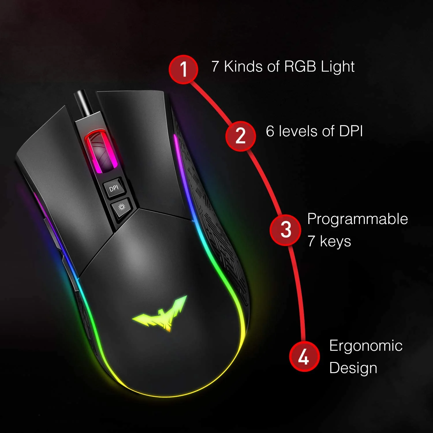 HAVIT MS733 RGB Programmable Gaming Mouse (2020 Version) - Image 2