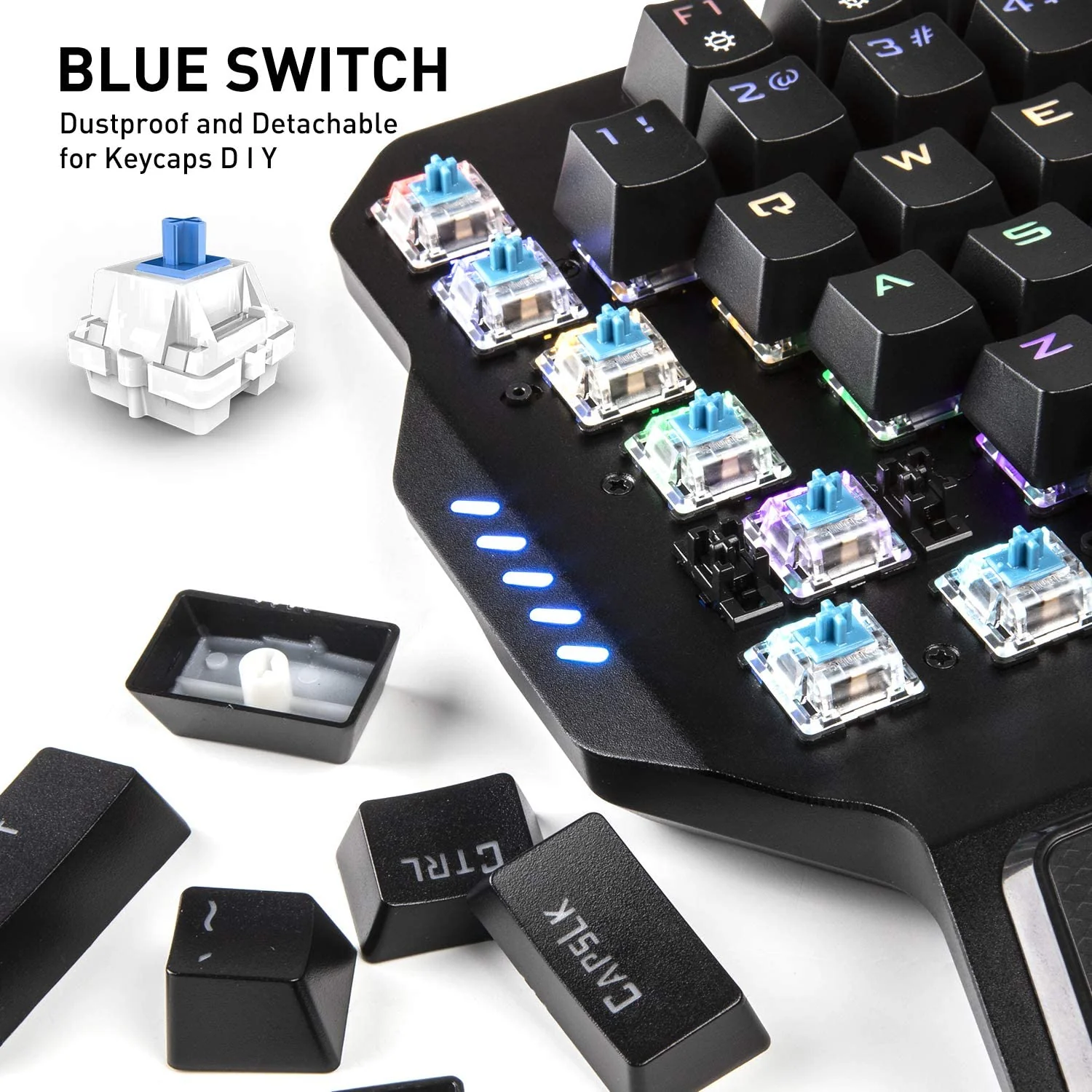 HAVIT RK-B20 One Hand RGB Gaming Keyboard & Programmable Mouse Combo - 36 Keys USB Keypad with Wrist Rest - Image 4