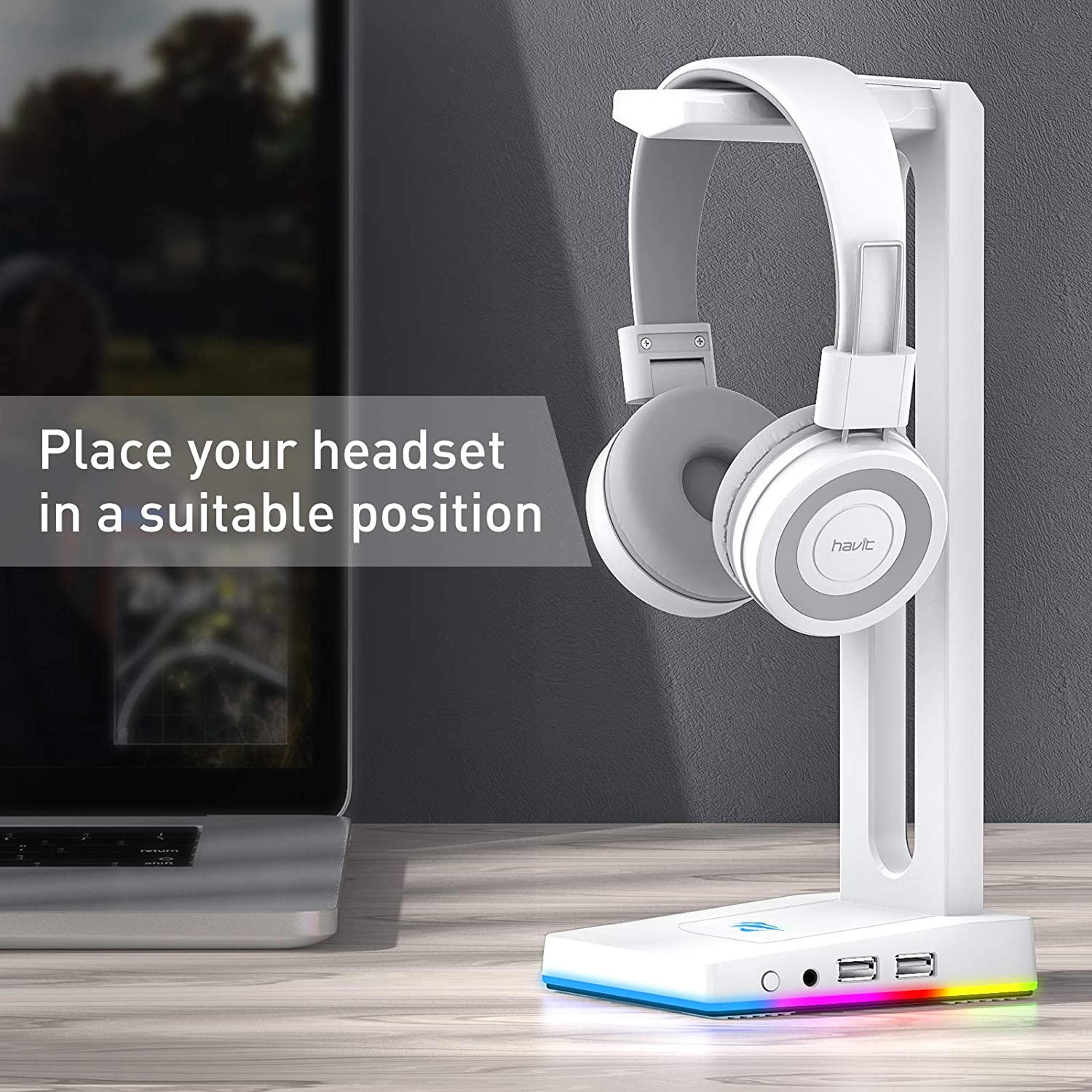 HAVIT TH630 RGB Headset Stand for Desktop Gamer Headphone Accessories - Image 11