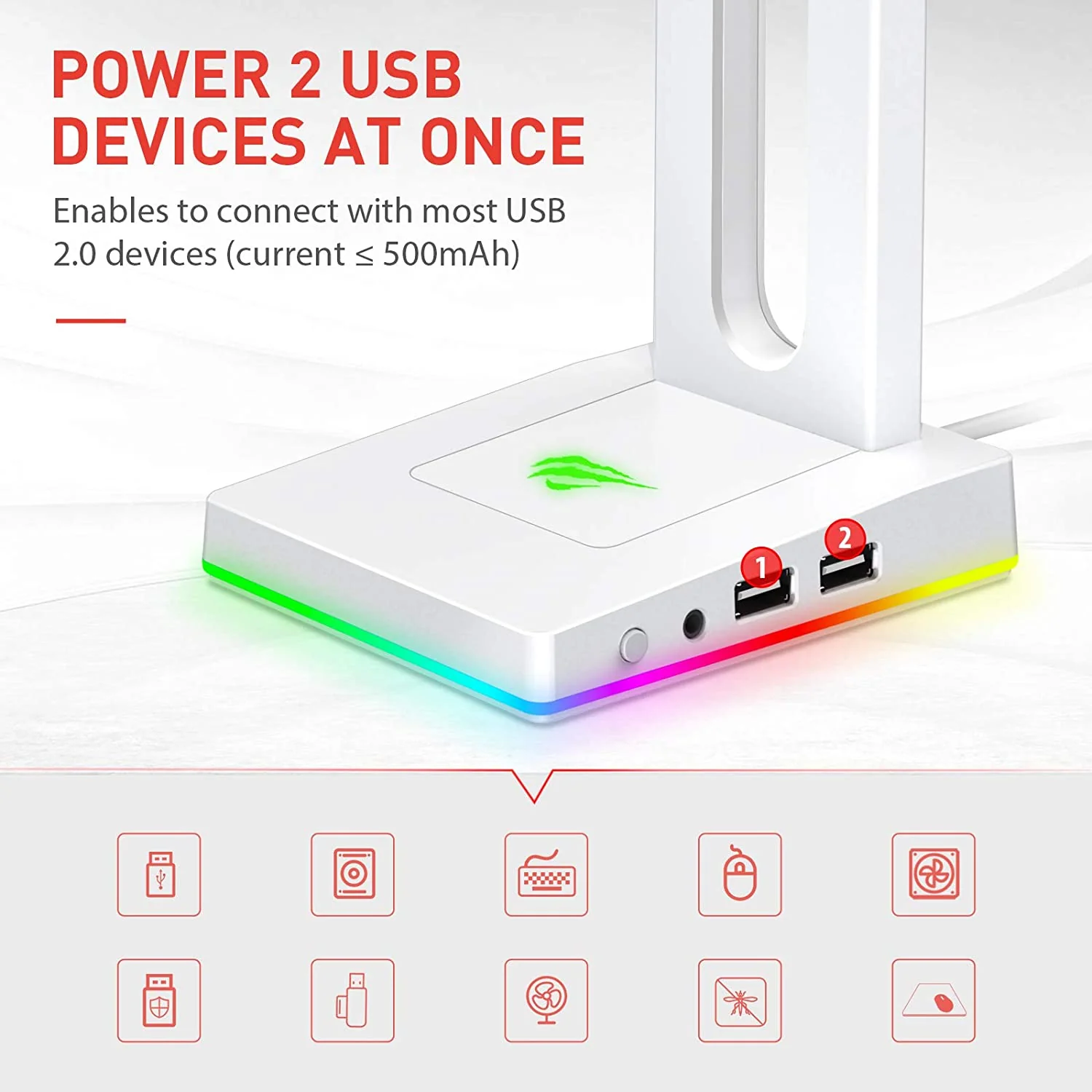 HAVIT TH630 RGB Headset Stand for Desktop Gamer Headphone Accessories - Image 12