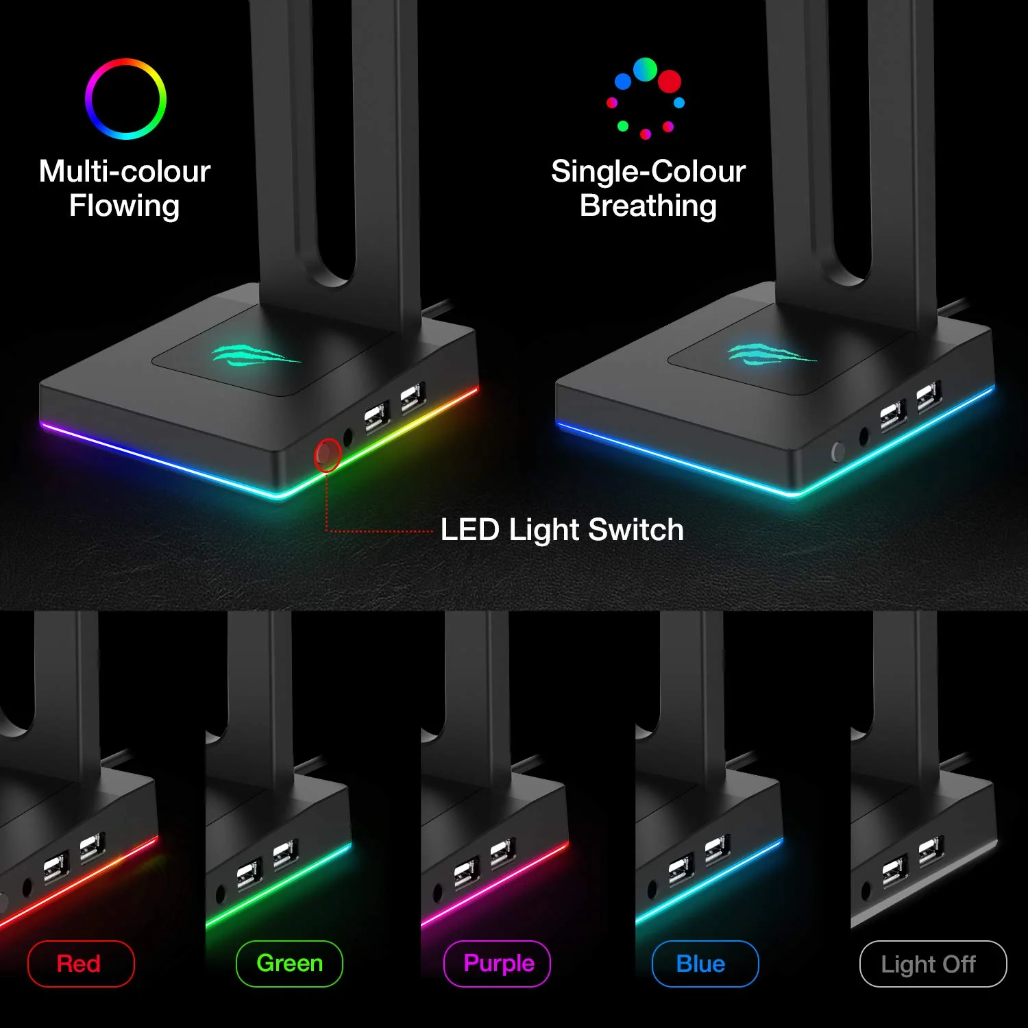 HAVIT TH630 RGB Headset Stand for Desktop Gamer Headphone Accessories - Image 3